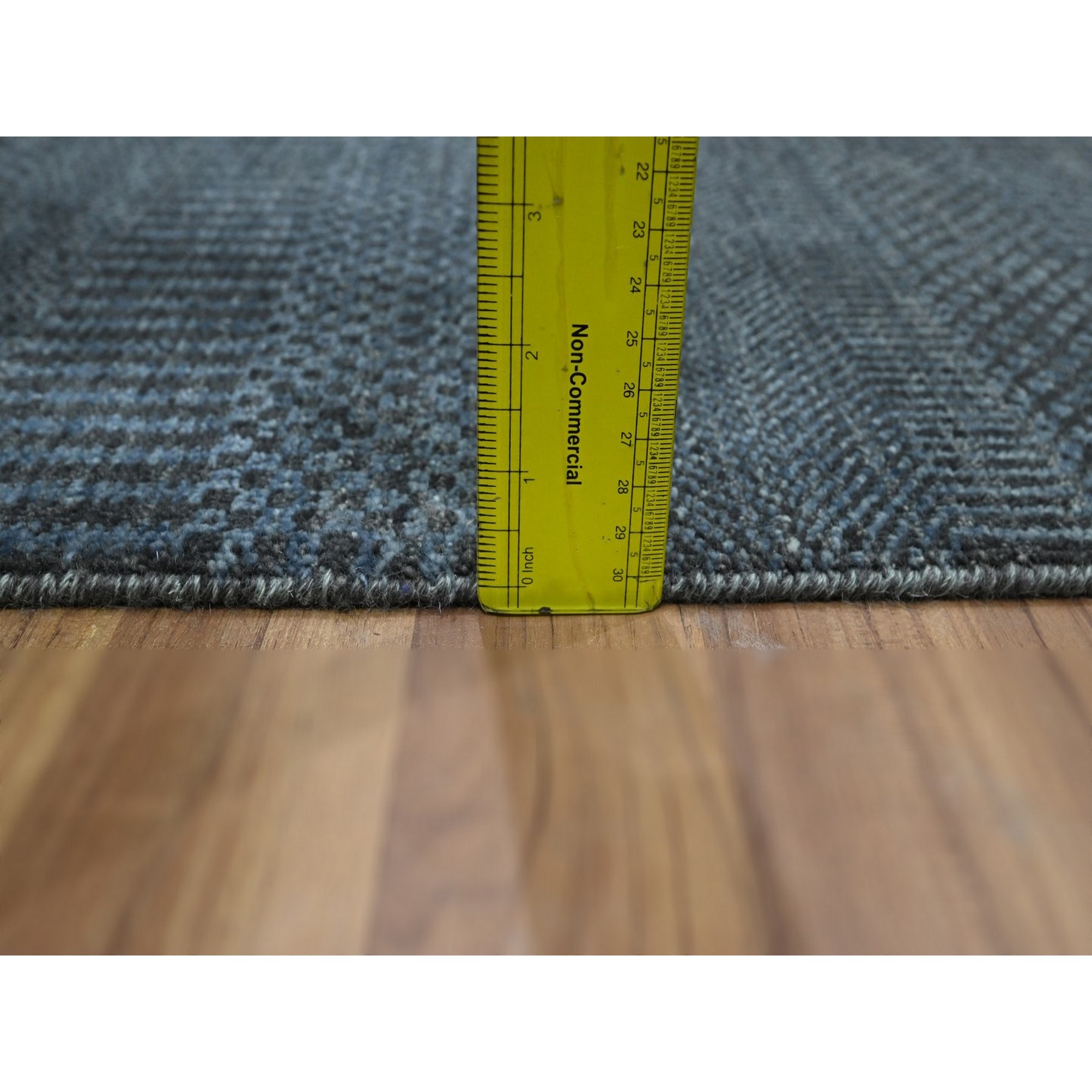 2'x3' Navy Blue, Tone on Tone, Hand Knotted, Wool with touch of Silk, Lush and Plush, Sample, Modern Grass Design, Mat, Oriental Rug Sh76508