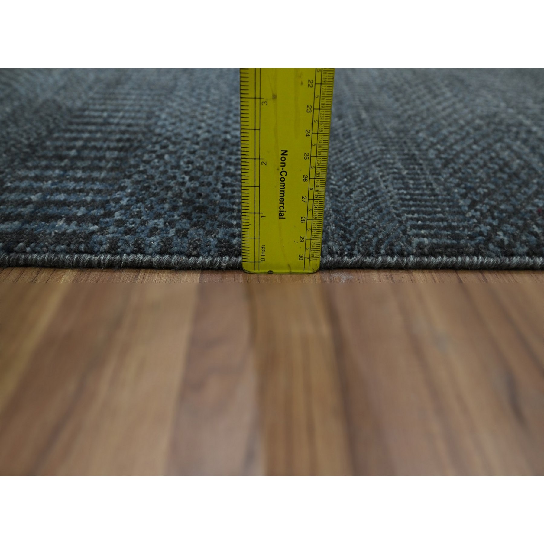 2'x3' Denim Blue, Lush and Plush, Sample, Modern Grass Design, Tone on Tone, Hand Knotted, Wool with touch of Silk, Mat, Oriental Rug Sh76509