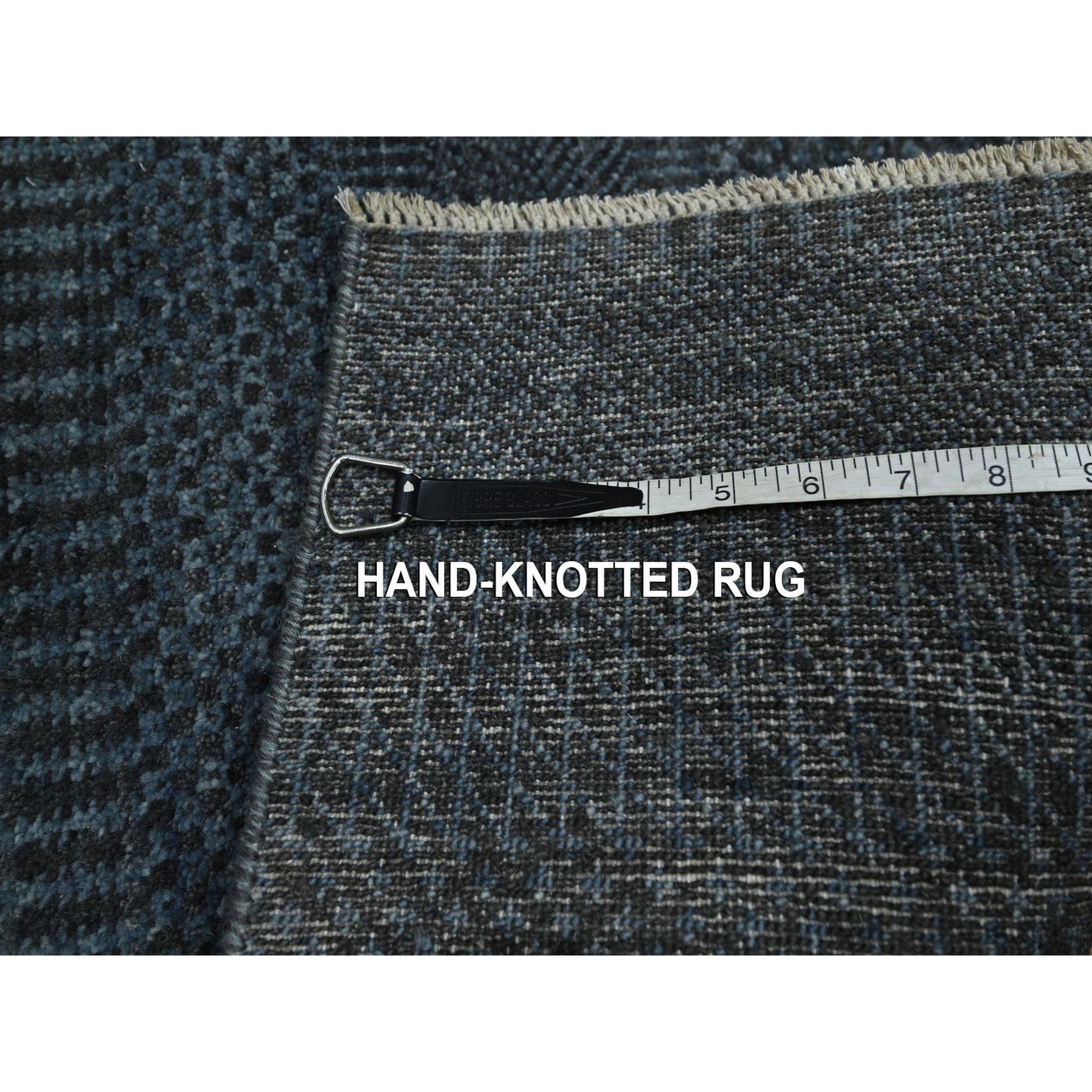 2'x3' Denim Blue, Lush and Plush, Sample, Modern Grass Design, Tone on Tone, Hand Knotted, Wool with touch of Silk, Mat, Oriental Rug Sh76509