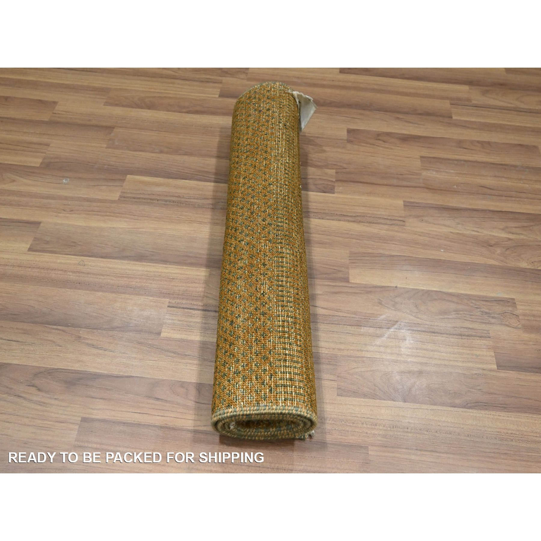 2'x3' Golden Brown, Modern Grass Design, Hand Knotted, Wool with touch of Silk, Lush and Plush, Sample, Tone on Tone, Mat, Oriental Rug Sh76510