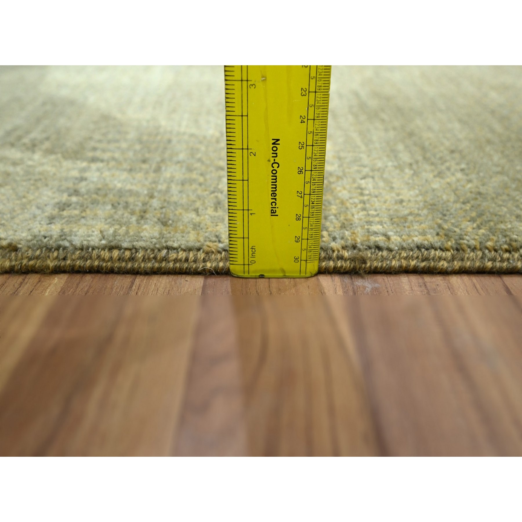 2'x3' Light Brown, Lush and Plush, Hand Knotted, Modern Grass Design, Wool with touch of Silk, Tone on Tone, Mat, Oriental Rug Sh76511