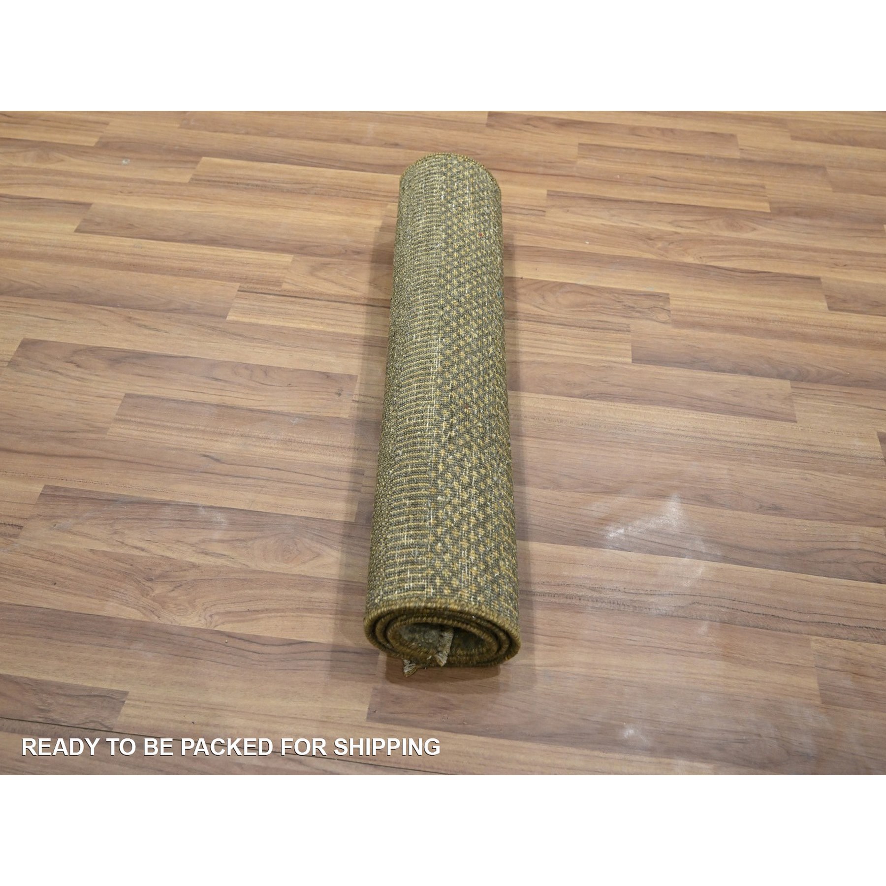 2'x3' Light Brown, Lush and Plush, Hand Knotted, Modern Grass Design, Wool with touch of Silk, Tone on Tone, Mat, Oriental Rug Sh76511