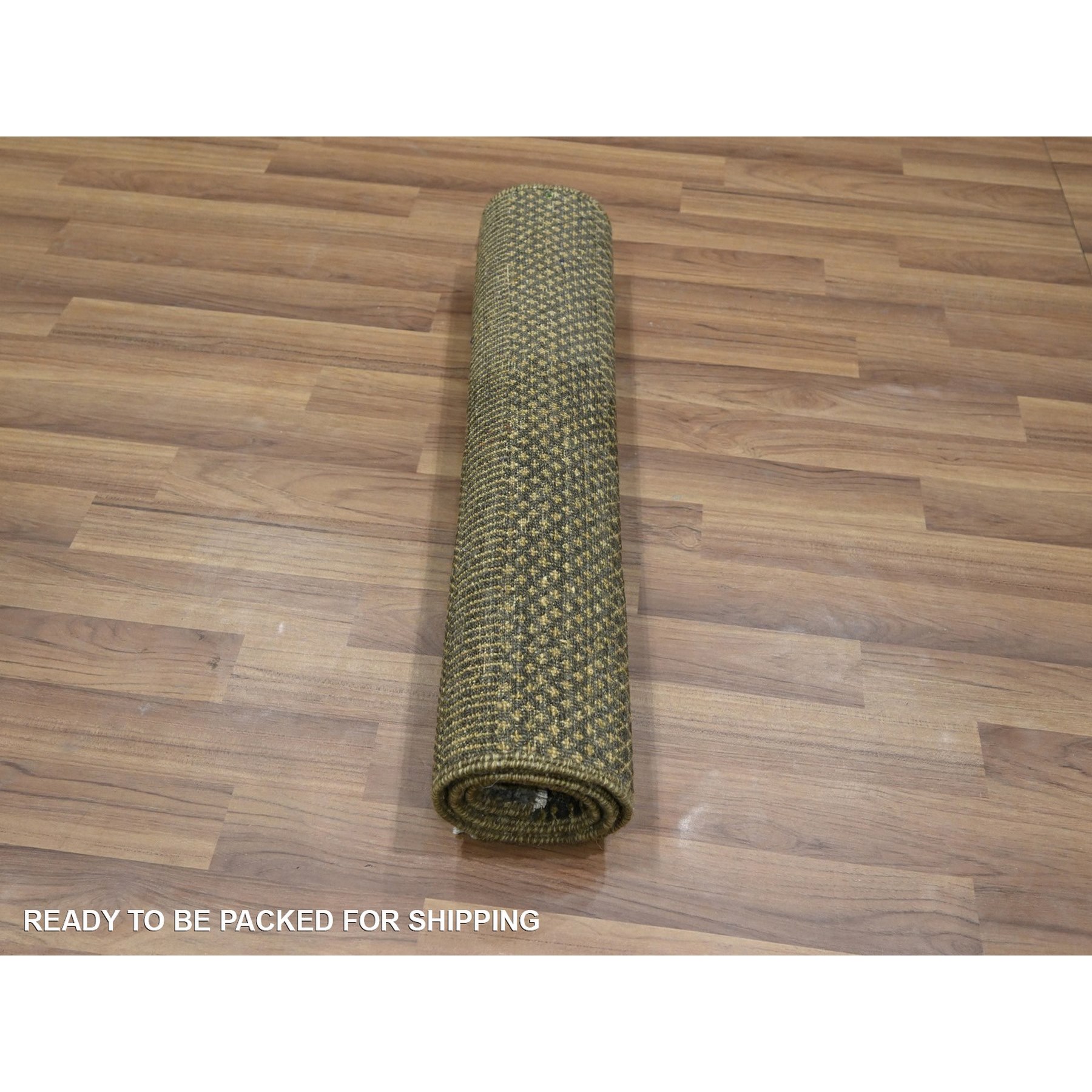 2'x3' Cedar Brown, Hand Knotted, Modern Grass Design, Wool with touch of Silk, Tone on Tone, Lush and Plush, Mat, Oriental Rug Sh76512