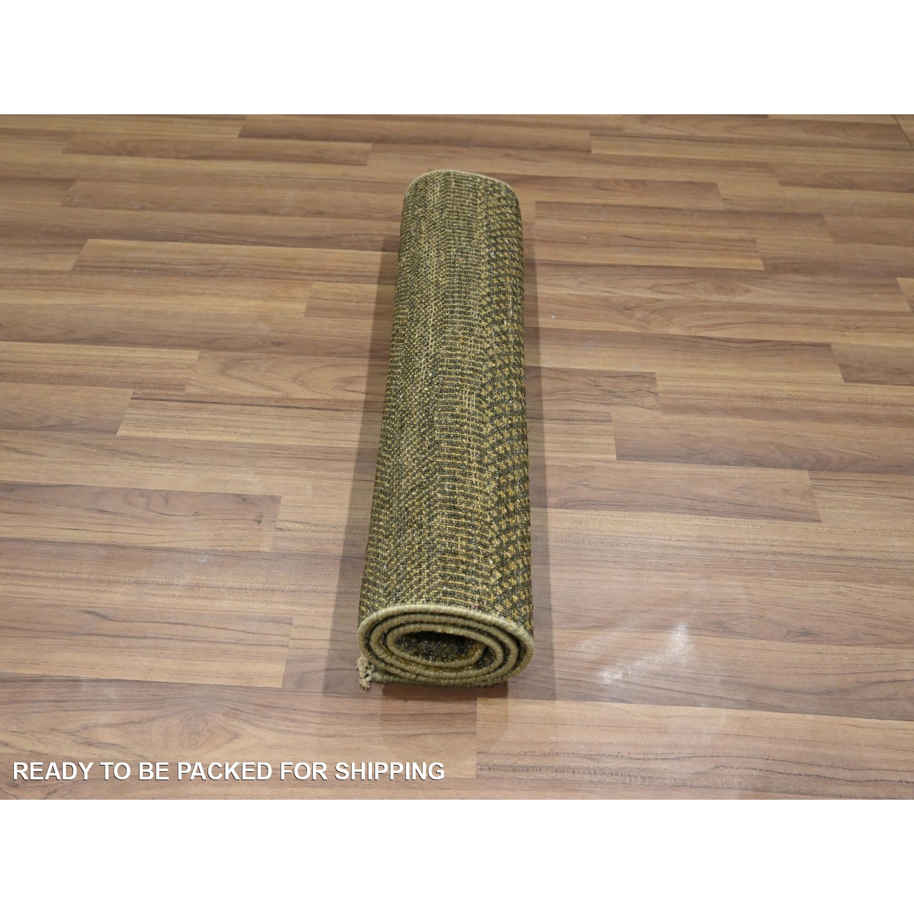 2'x3' Coffee Brown, Modern Grass Design, Wool with touch of Silk, Tone on Tone, Lush and Plush, Hand Knotted, Mat, Oriental Rug Sh76513