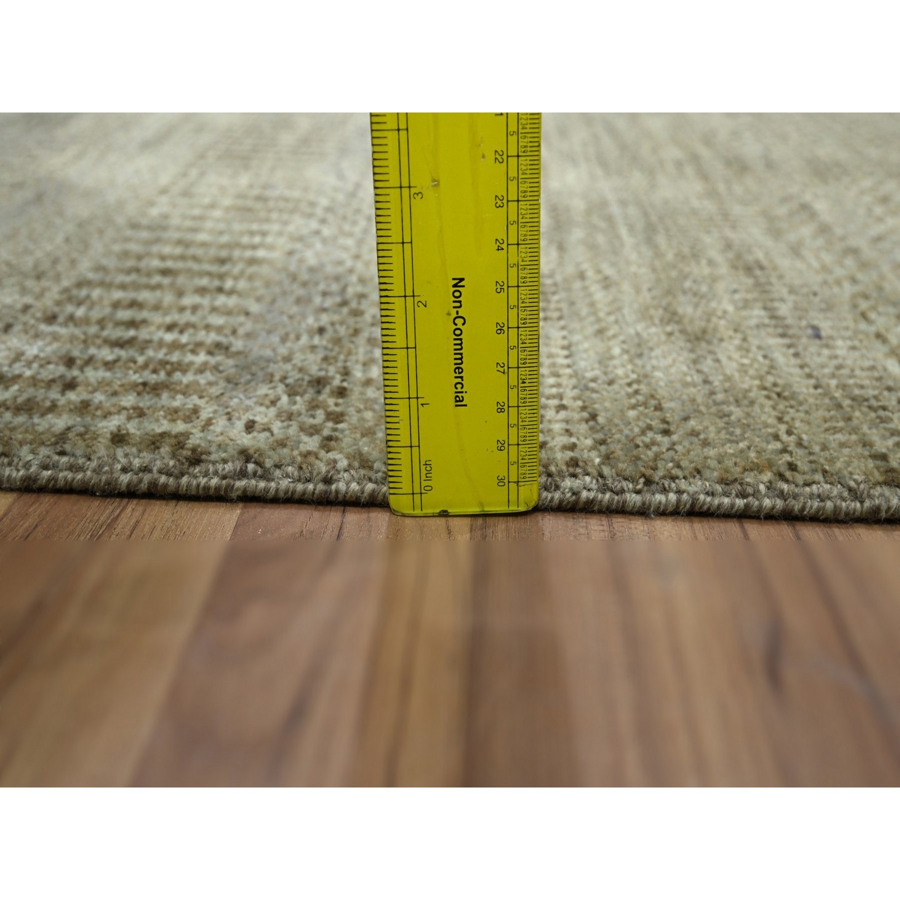 2'x3' Cedar Brown, Lush and Plush, Hand Knotted, Modern Grass Design, Wool with touch of Silk, Tone on Tone, Mat, Oriental Rug Sh76516