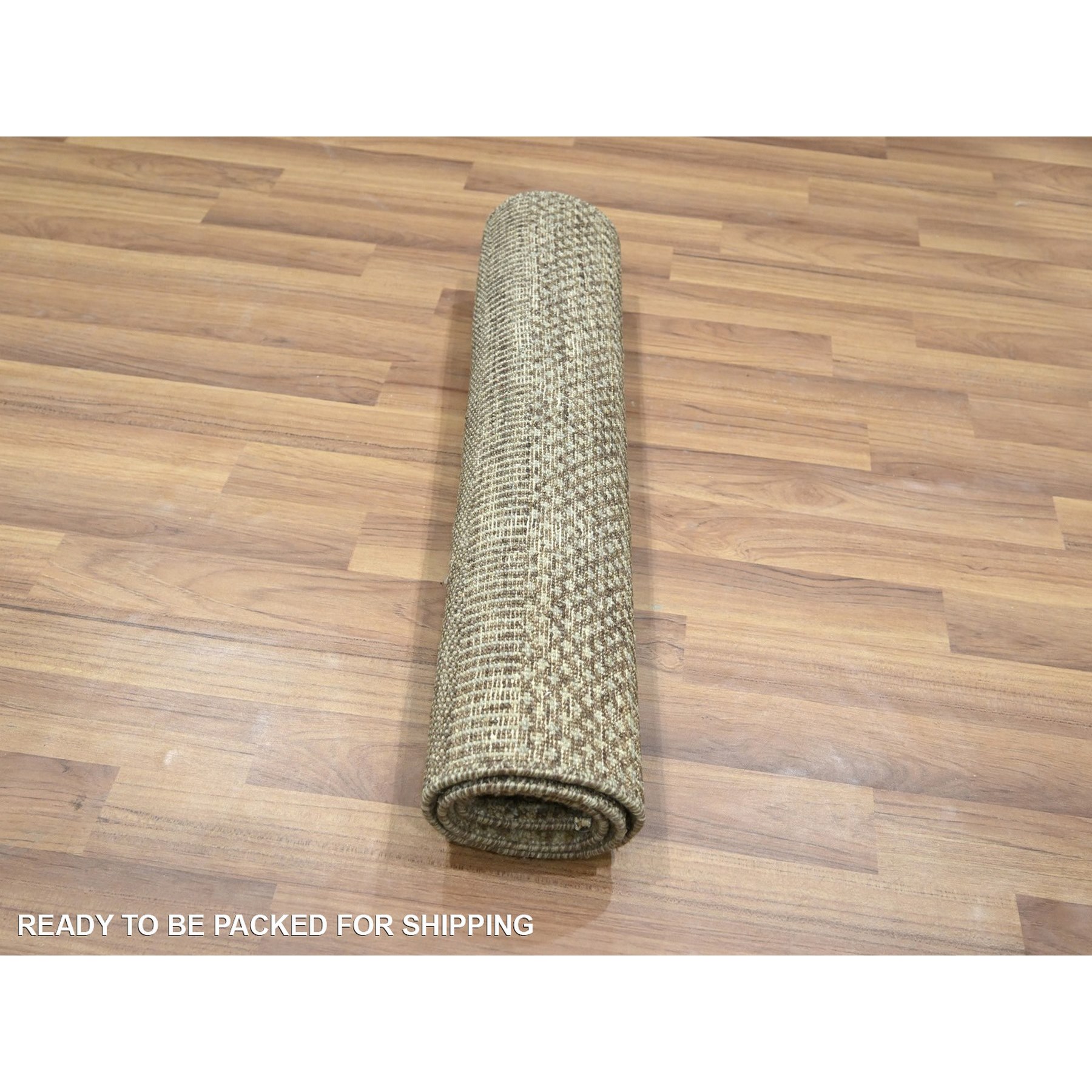 2'x3' Cedar Brown, Lush and Plush, Hand Knotted, Modern Grass Design, Wool with touch of Silk, Tone on Tone, Mat, Oriental Rug Sh76516