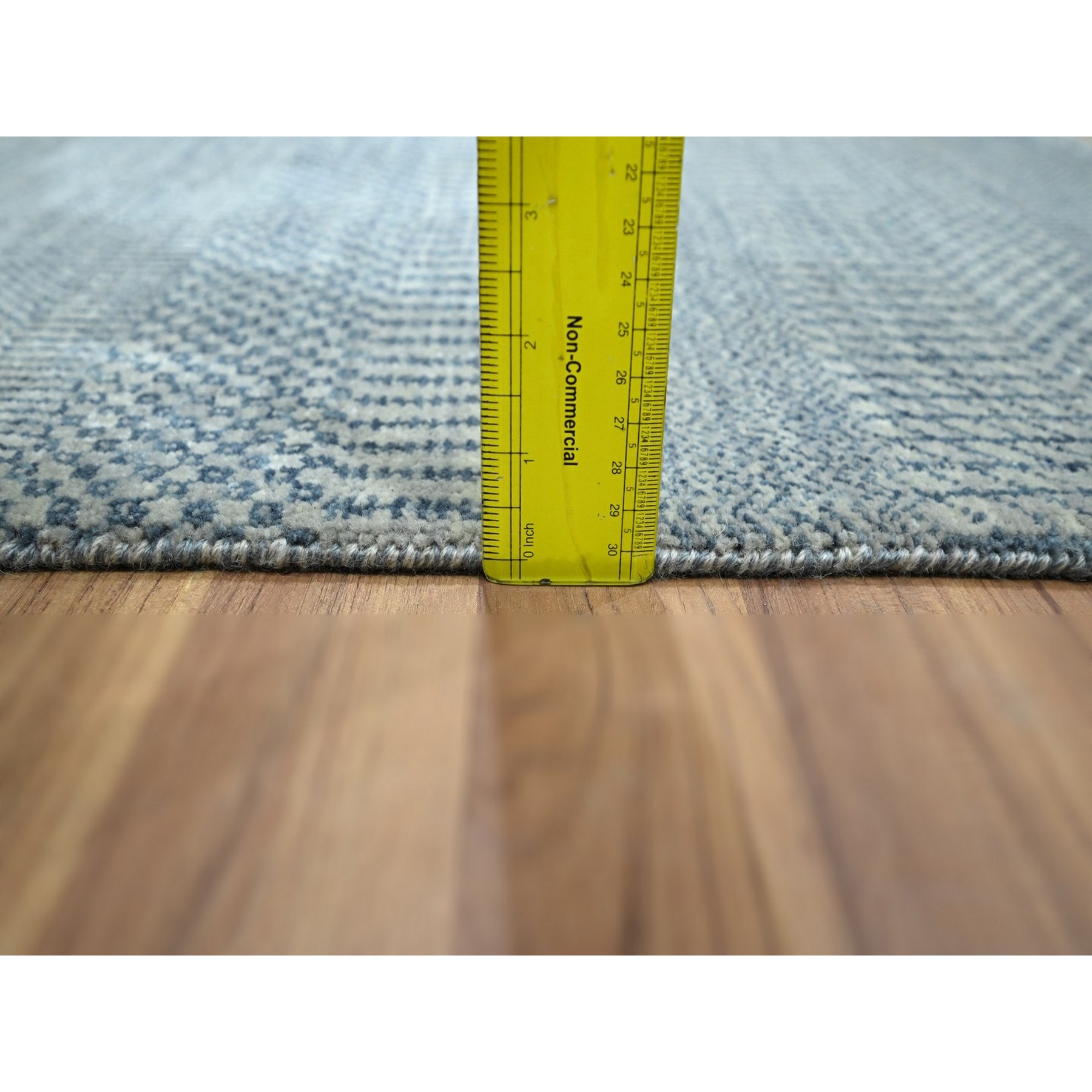 2'x3' Aegean Blue, Lush and Plush, Hand Knotted, Modern Grass Design, Wool with touch of Silk, Tone on Tone, Sample Mat, Oriental Rug Sh76520