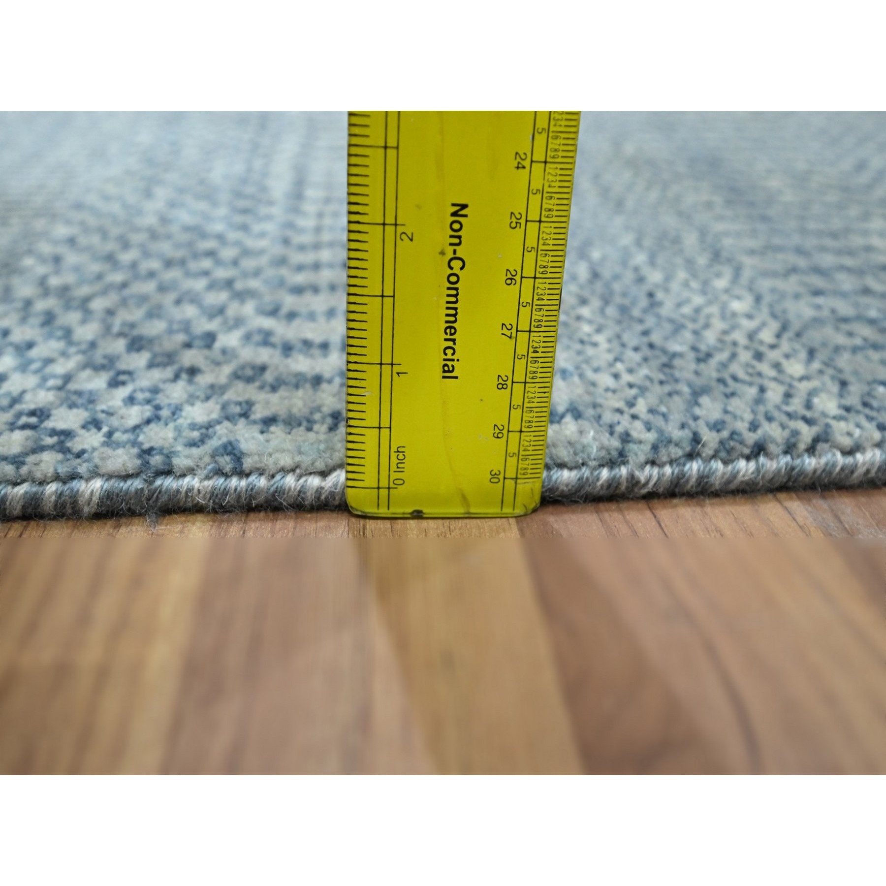 2'x3' Light Blue, Wool with touch of Silk, Tone on Tone, Lush and Plush, Hand Knotted, Modern Grass Design, Mat, Sample, Oriental Rugg sh76521