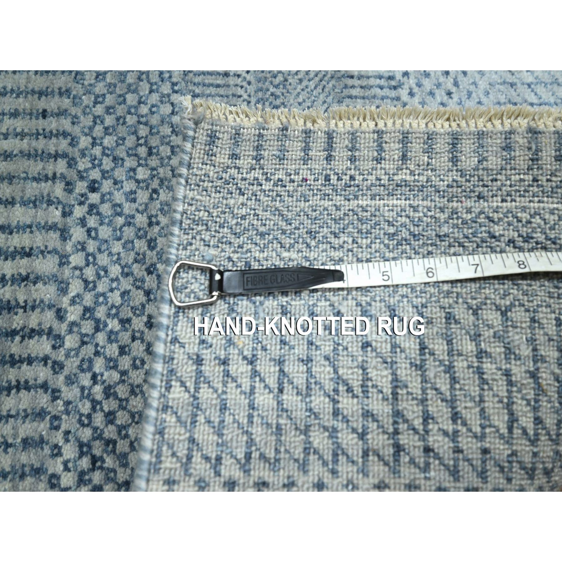 2'x3' Light Blue, Wool with touch of Silk, Tone on Tone, Lush and Plush, Hand Knotted, Modern Grass Design, Mat, Sample, Oriental Rugg sh76521