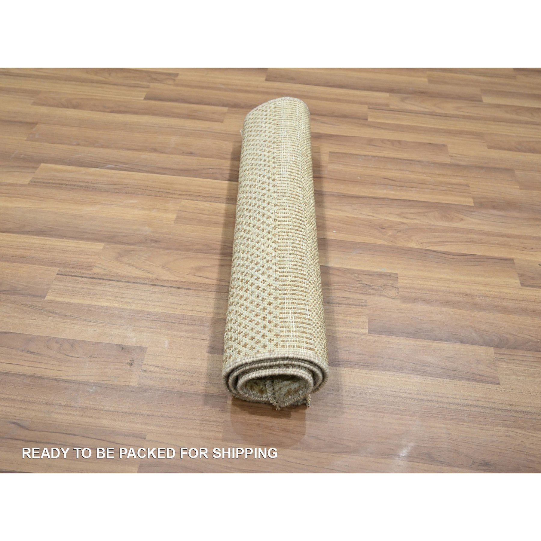 2'x3' Honey Brown, Modern Grass Design, Hand Knotted, Wool with touch of Silk, Tone on Tone, Lush and Plush, Sample, Mat, Oriental Rug Sh76522