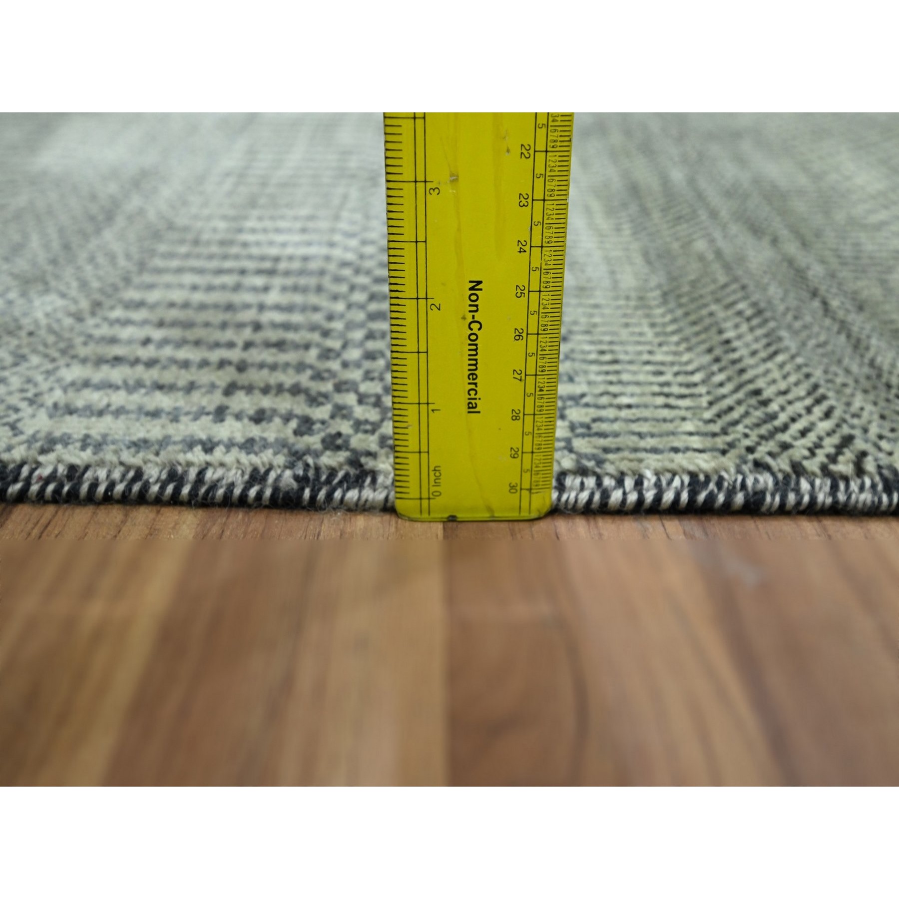 2'x3' Pastel Gray, Lush and Plush, Hand Knotted, Modern Grass Design, Wool with touch of Silk, Tone on Tone, Mat, Sample, Oriental Rug sh76527