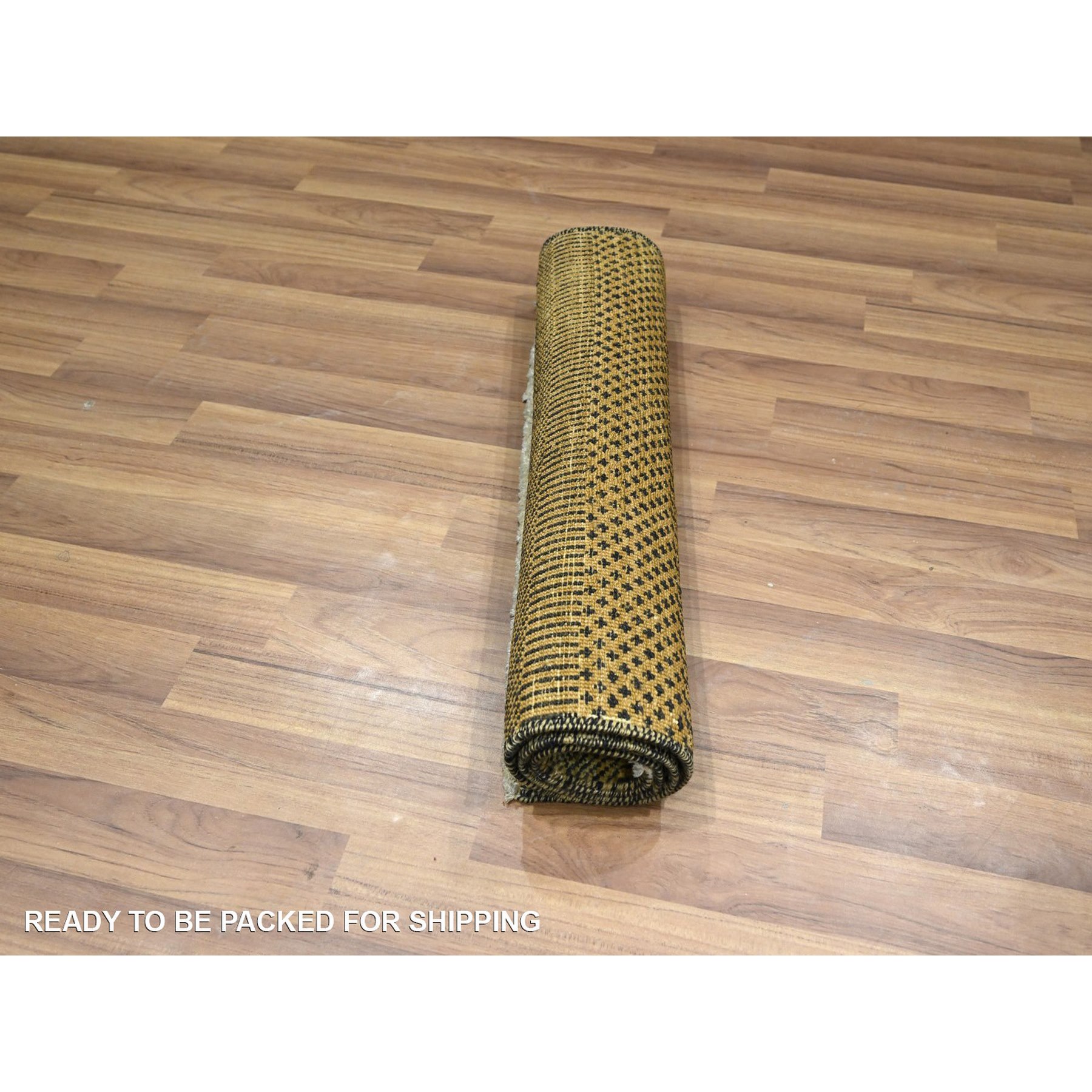 2'x3' Golden Brown, Wool with touch of Silk, Tone on Tone, Lush and Plush, Hand Knotted, Modern Grass Design, Sample, Mat, Oriental Rug Sh76529