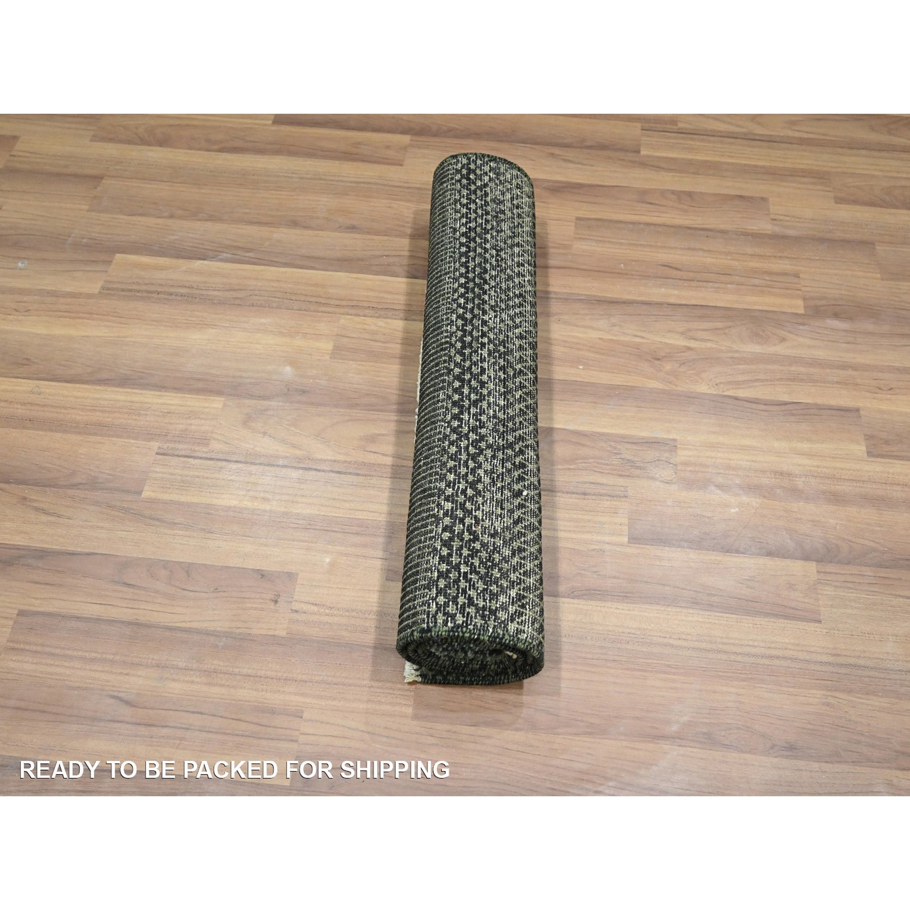 2'x3' Seaweed Green, Modern Grass Design, Lush and Plush, Hand Knotted, Wool with touch of Silk, Tone on Tone, Sample, Mat, Oriental Rug Sh76531