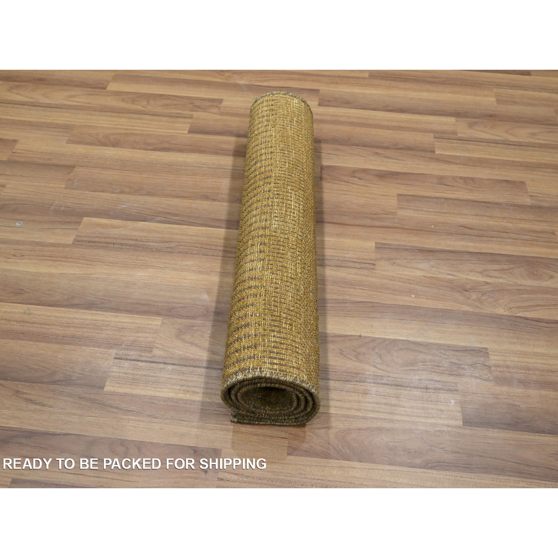 2'x3' Honey Brown, Wool with touch of Silk, Tone on Tone, Lush and Plush, Hand Knotted, Modern Grass Design, Sample, Mat, Oriental Rug Sh76532