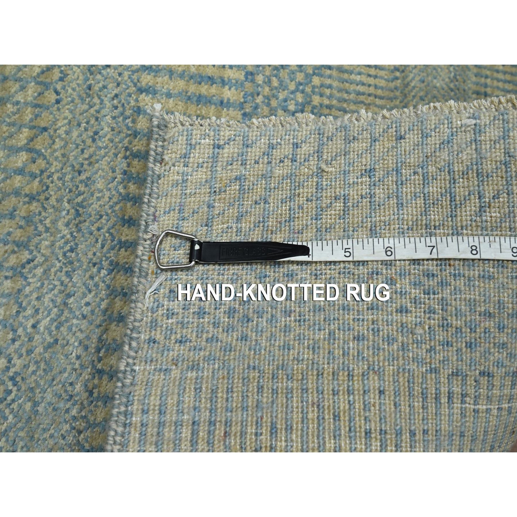 2'x3' Light Blue, Tone on Tone, Lush and Plush, Hand Knotted, Modern Grass Design, Wool with touch of Silk, Sample, Mat, Oriental Rug Sh76535