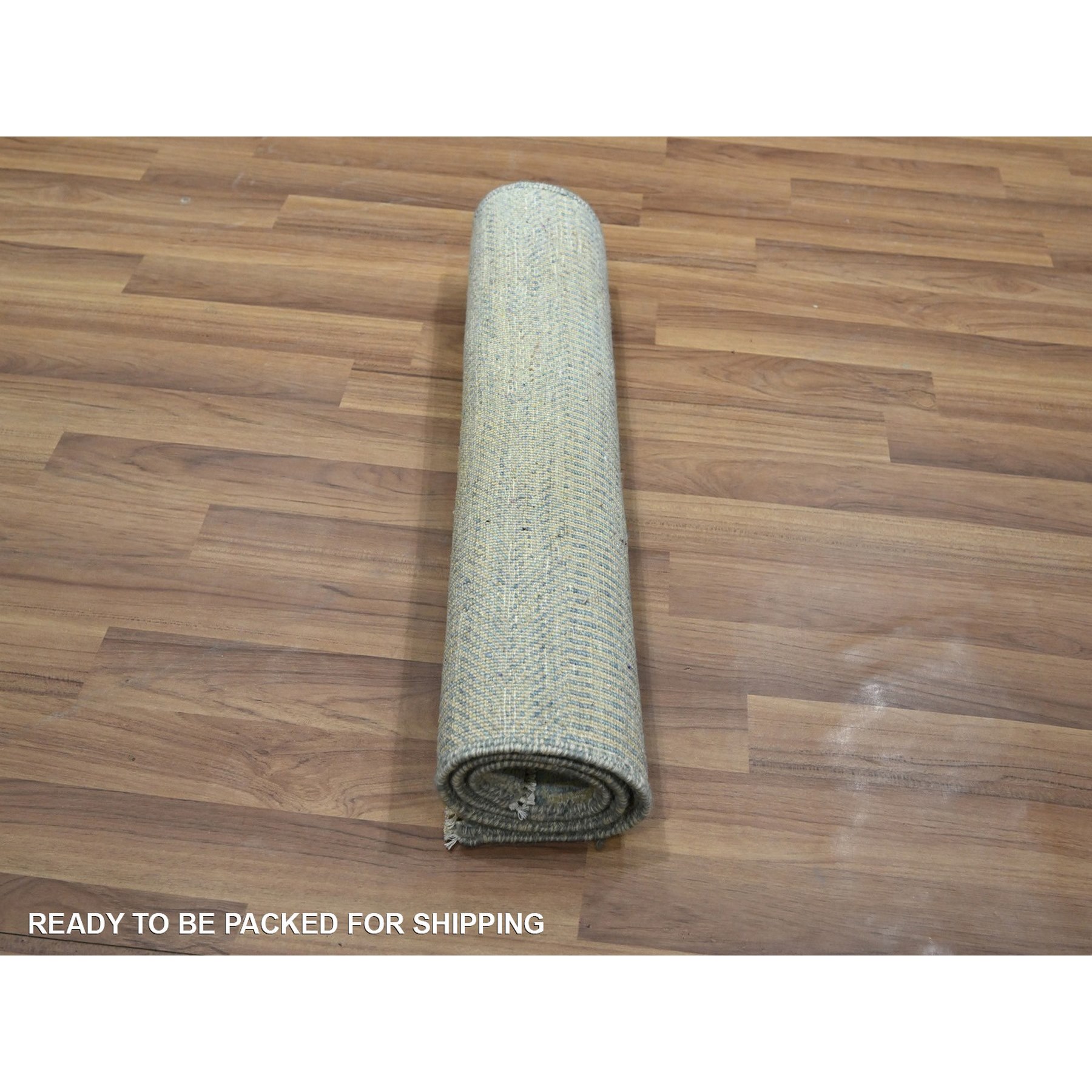 2'x3' Light Blue, Tone on Tone, Lush and Plush, Hand Knotted, Modern Grass Design, Wool with touch of Silk, Sample, Mat, Oriental Rug Sh76535