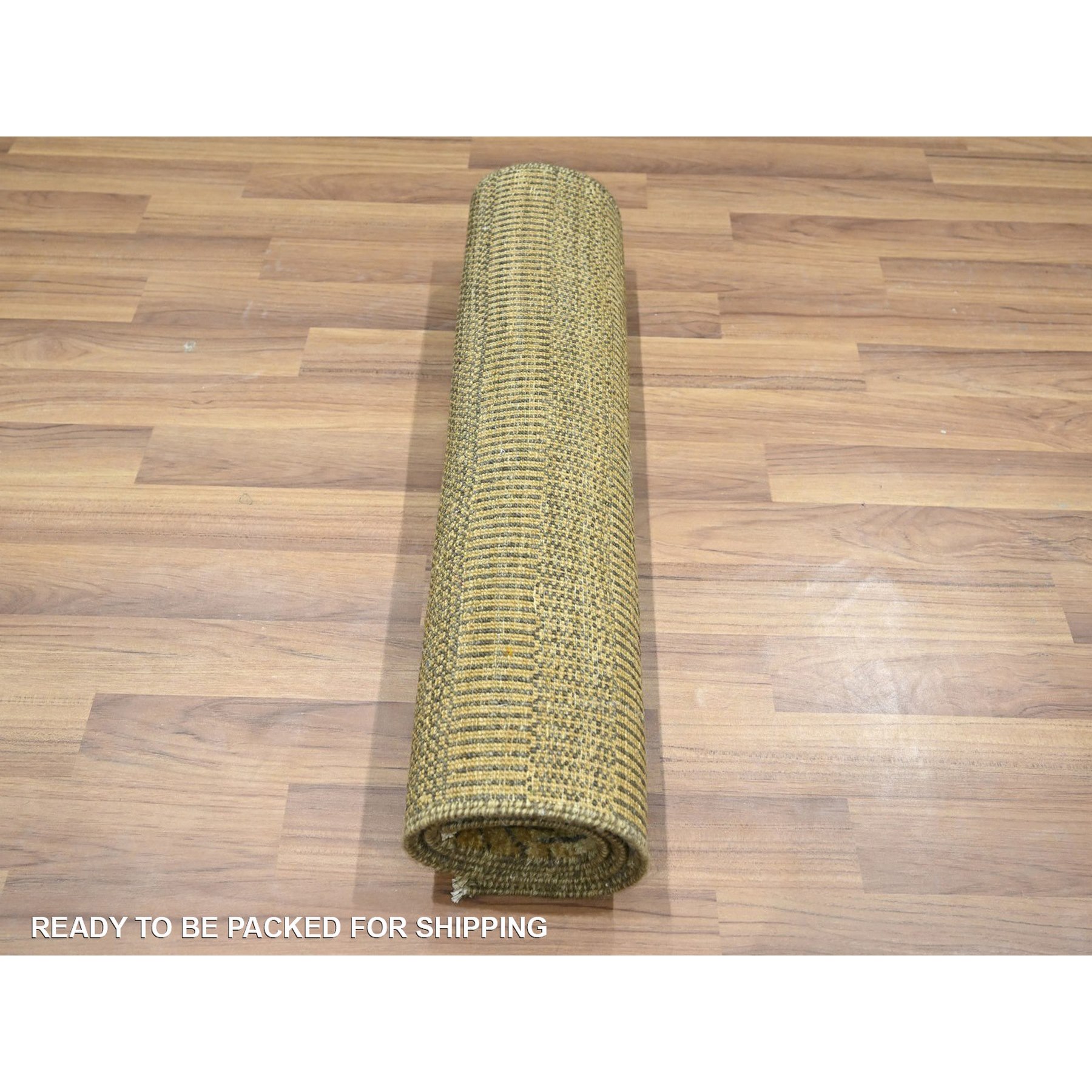 2'x3' Honey Brown, Lush and Plush, Wool with touch of Silk, Tone on Tone, Hand Knotted, Modern Grass Design, Sample, Mat, Oriental Rug Sh76536