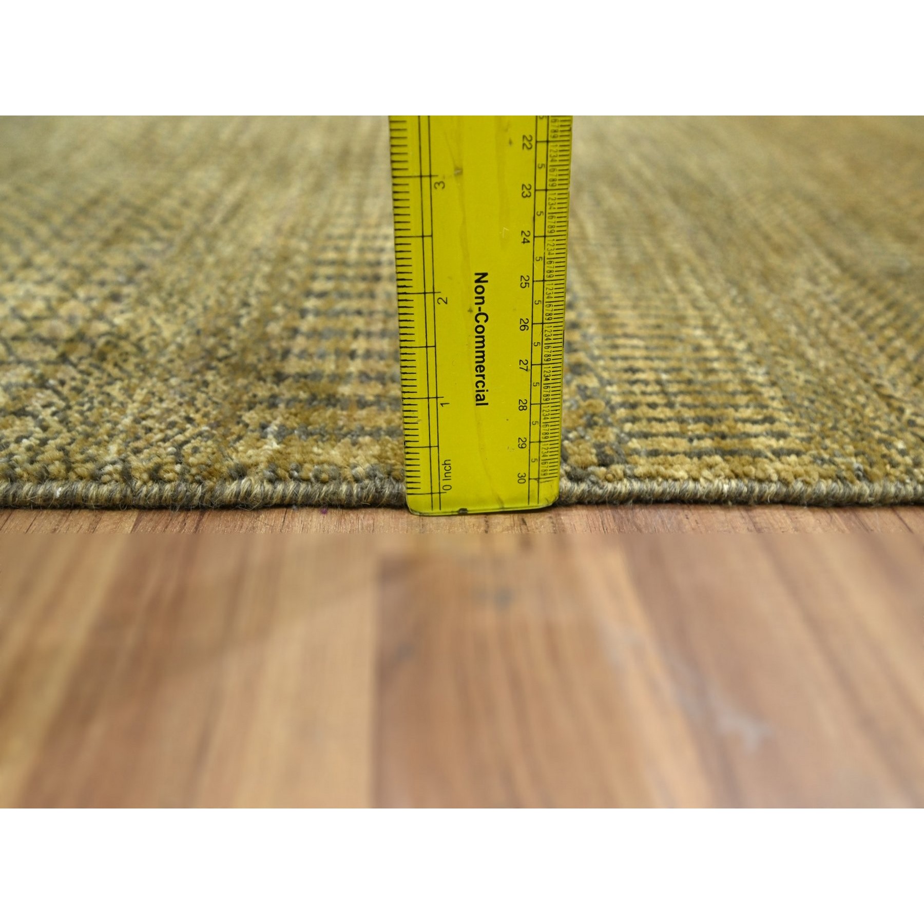 2'x3' Honey Brown, Modern Grass Design, Lush and Plush, Hand Knotted, Wool with touch of Silk, Tone on Tone, Sample, Mat, Oriental Rug sh76537