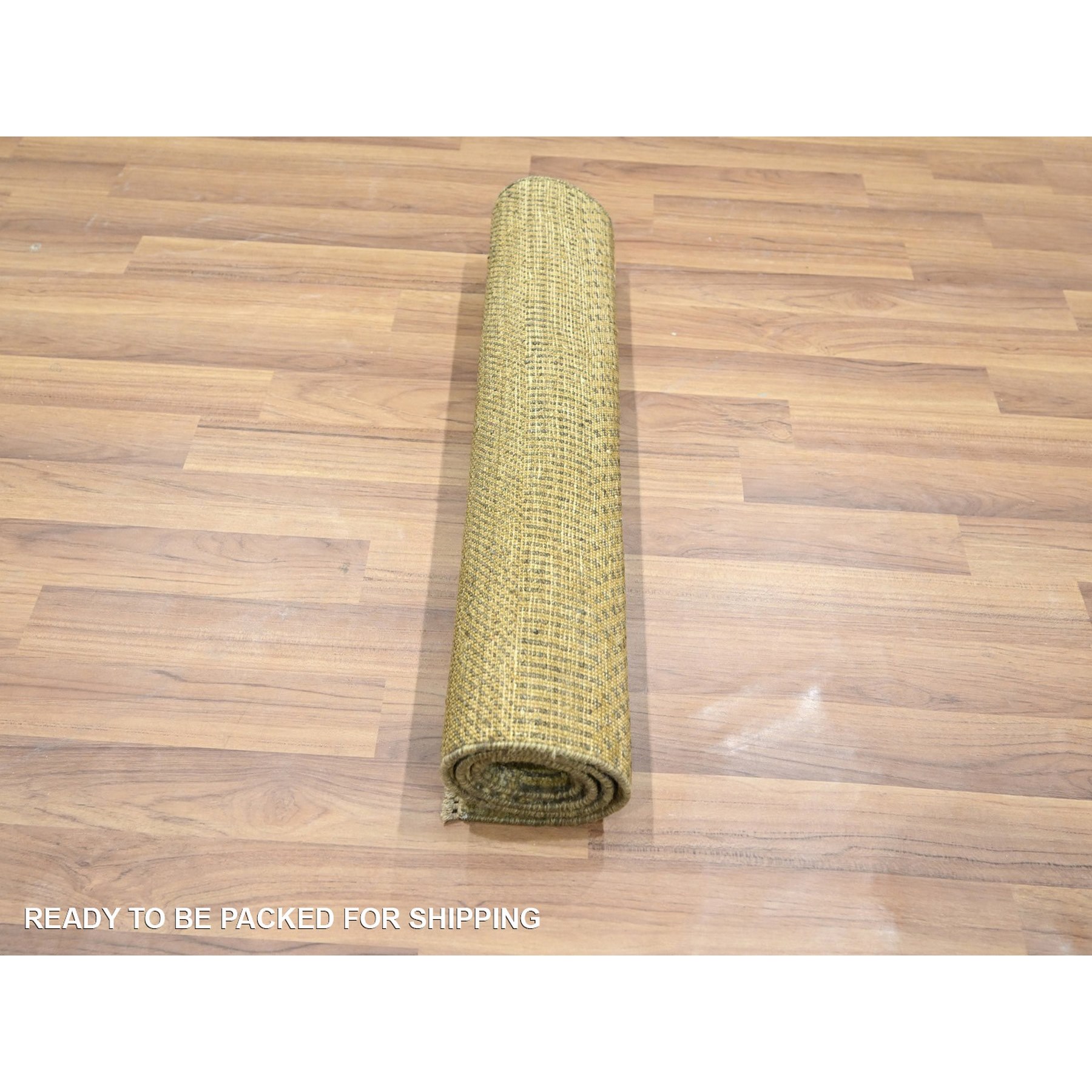 2'x3' Honey Brown, Modern Grass Design, Lush and Plush, Hand Knotted, Wool with touch of Silk, Tone on Tone, Sample, Mat, Oriental Rug sh76537