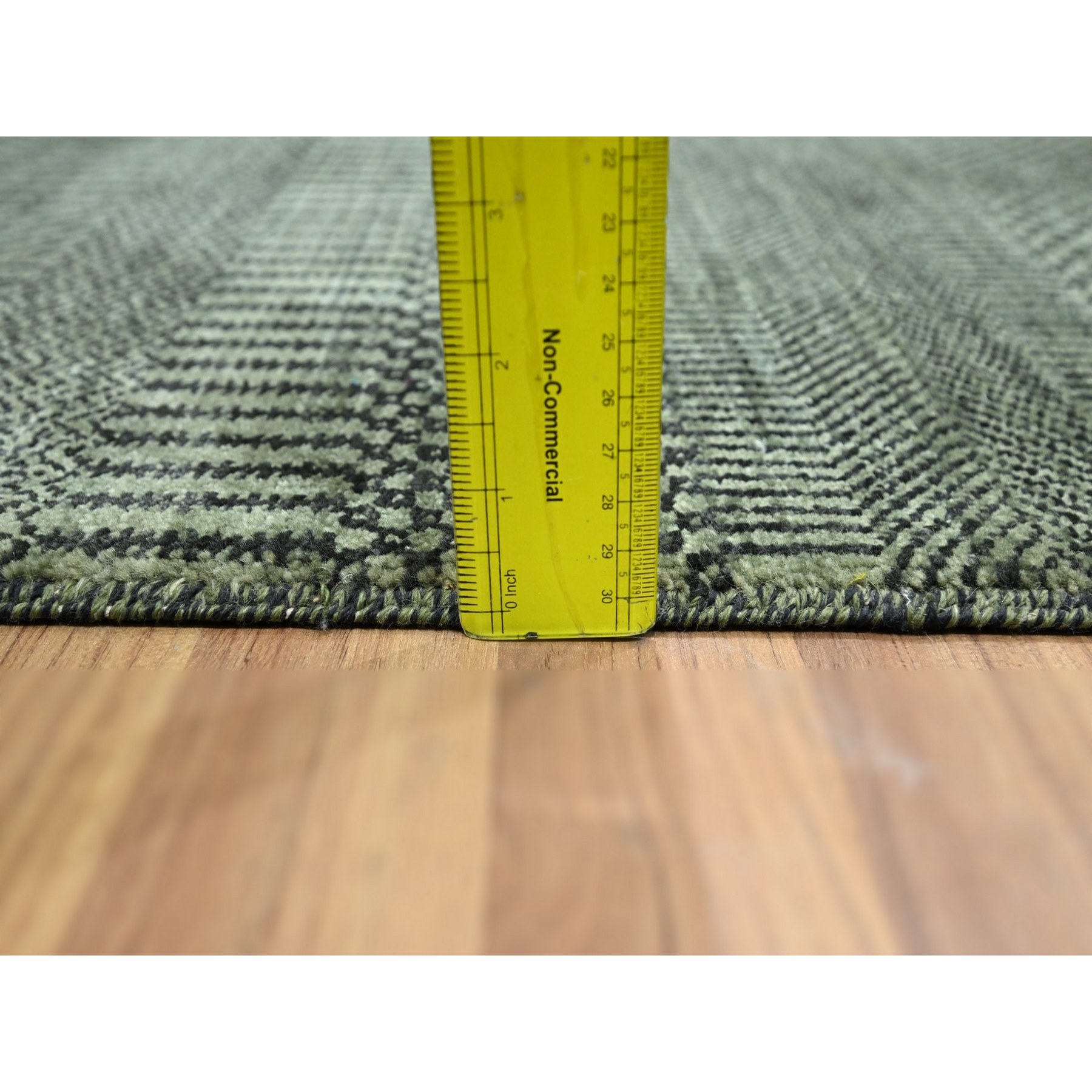 2'x3' Sage Green, Modern Grass Design, Sample, Wool with touch of Silk, Tone on Tone, Lush and Plush, Hand Knotted, Sample, Mat, Oriental Rug Sh76538