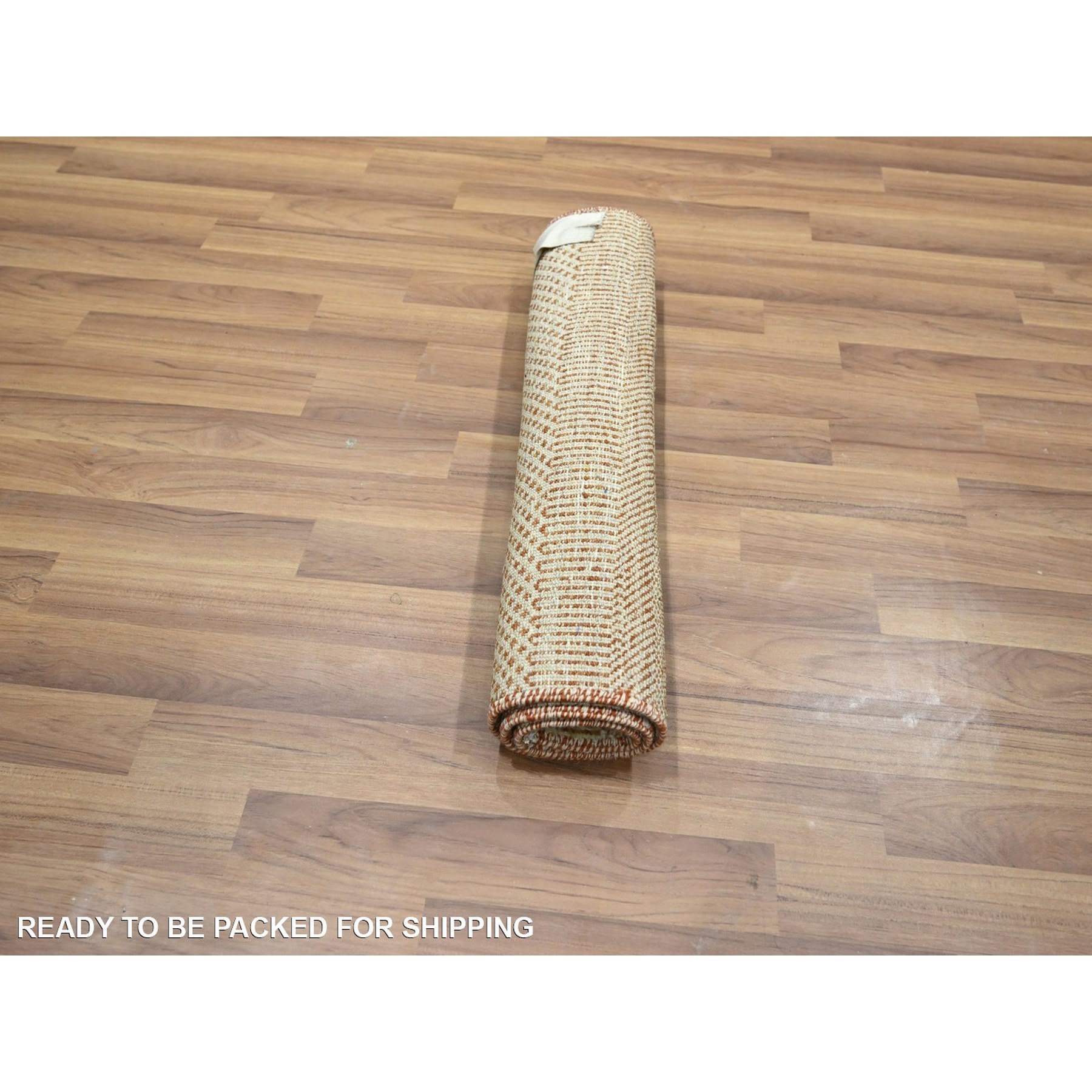 2'x3' Beige, Wool with touch of Silk, Tone on Tone, Lush and Plush, Hand Knotted, Modern Grass Design, Sample, Mat, Oriental Rug Sh76539