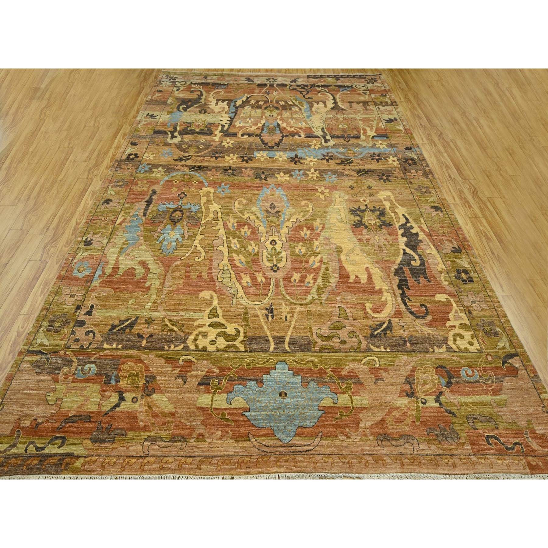 9'x12'4" Rust Red with Brown, Persian Bijar Garus Inspired Design with Distinct Abrash, 100% Wool, Hand Knotted, Vegetable Dyes, Oriental Rug Sh76684