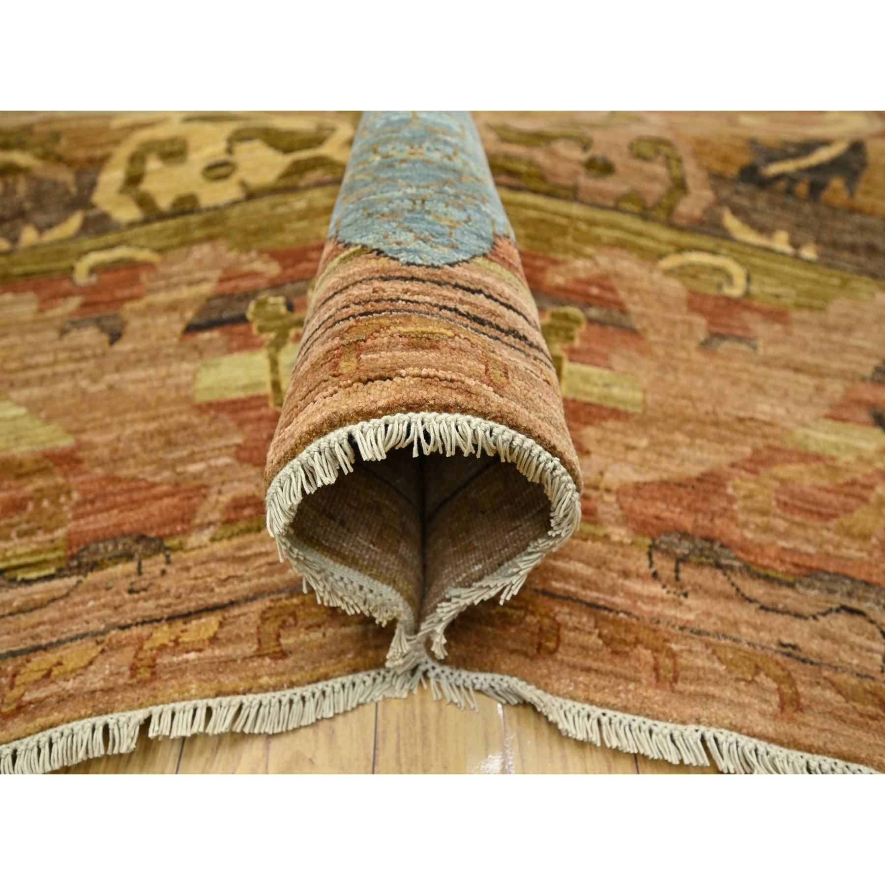 9'x12'4" Rust Red with Brown, Persian Bijar Garus Inspired Design with Distinct Abrash, 100% Wool, Hand Knotted, Vegetable Dyes, Oriental Rug Sh76684