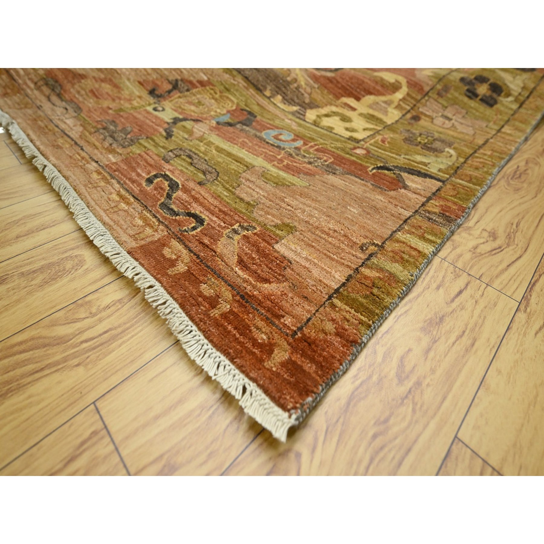 9'x12'4" Rust Red with Brown, Persian Bijar Garus Inspired Design with Distinct Abrash, 100% Wool, Hand Knotted, Vegetable Dyes, Oriental Rug Sh76684