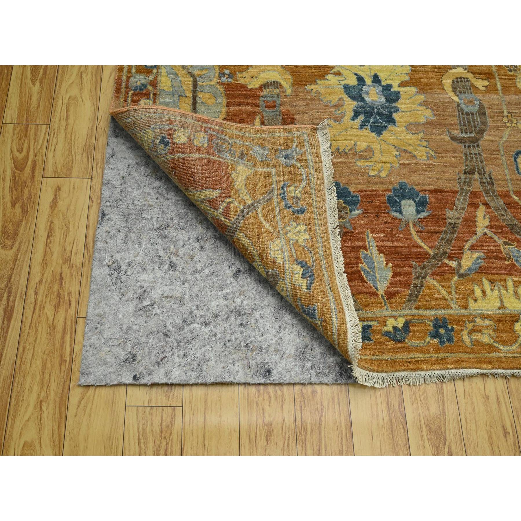 8'9"x12' Rust Red, Persian Inspired Design with Distinct Abrash, 100% Wool, Vegetable Dyes, Hand Knotted, Oriental Rug Sh76685