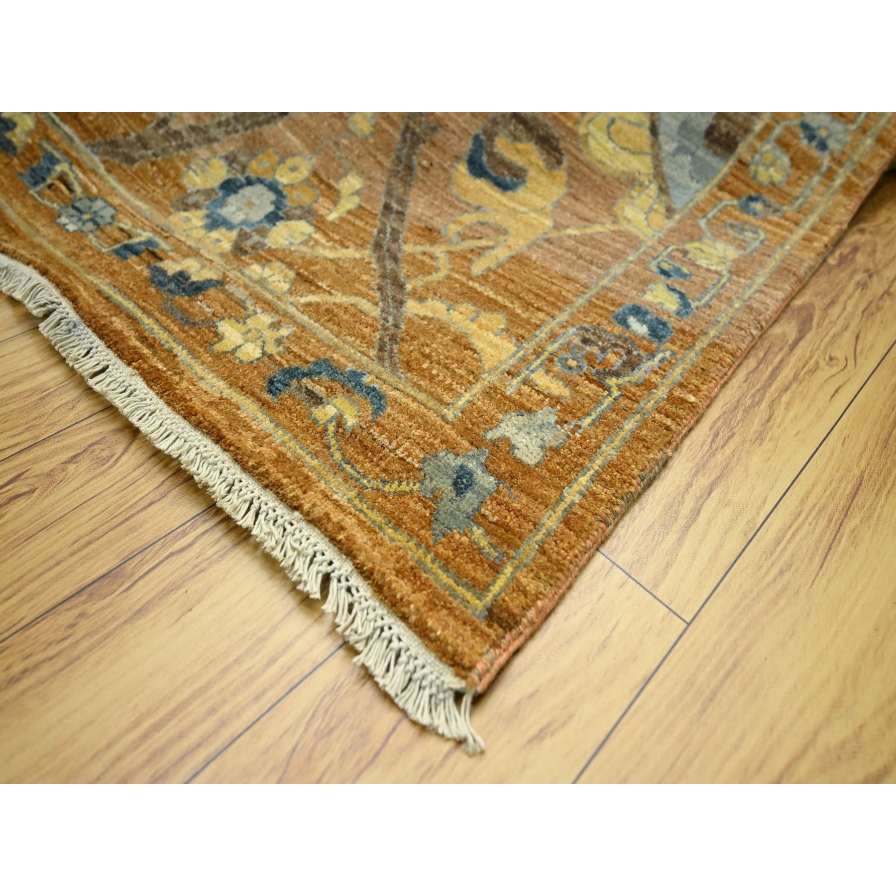 8'9"x12' Rust Red, Persian Inspired Design with Distinct Abrash, 100% Wool, Vegetable Dyes, Hand Knotted, Oriental Rug Sh76685