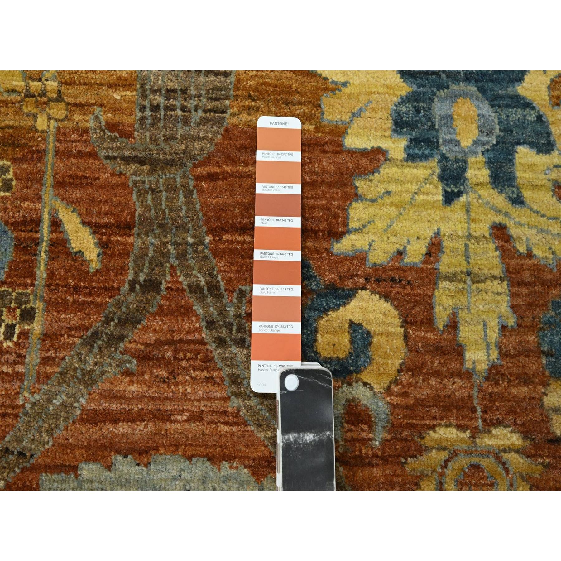 8'9"x12' Rust Red, Persian Inspired Design with Distinct Abrash, 100% Wool, Vegetable Dyes, Hand Knotted, Oriental Rug Sh76685