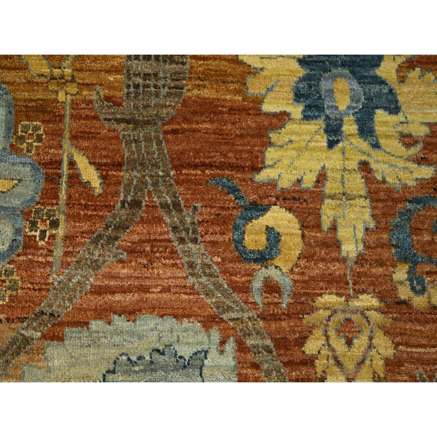 8'9"x12' Rust Red, Persian Inspired Design with Distinct Abrash, 100% Wool, Vegetable Dyes, Hand Knotted, Oriental Rug Sh76685