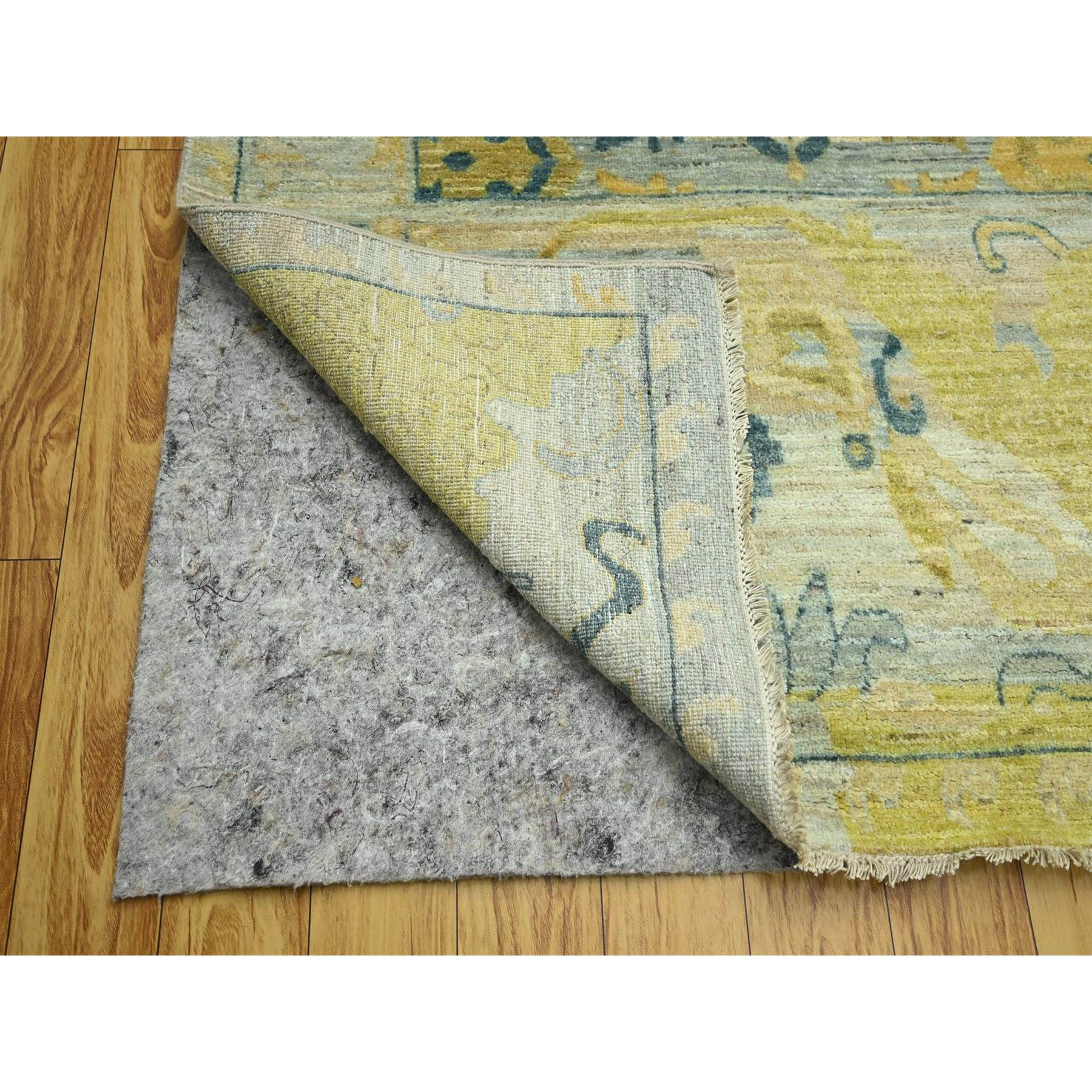 9'1"x12'1" Pastel Gray with Touches of Gold, Antiqued Persian Bijar Garus Design, Distinct Abrash, Hand Knotted, 100% Wool, Vegetable Dyes, Oriental Rug Sh76687