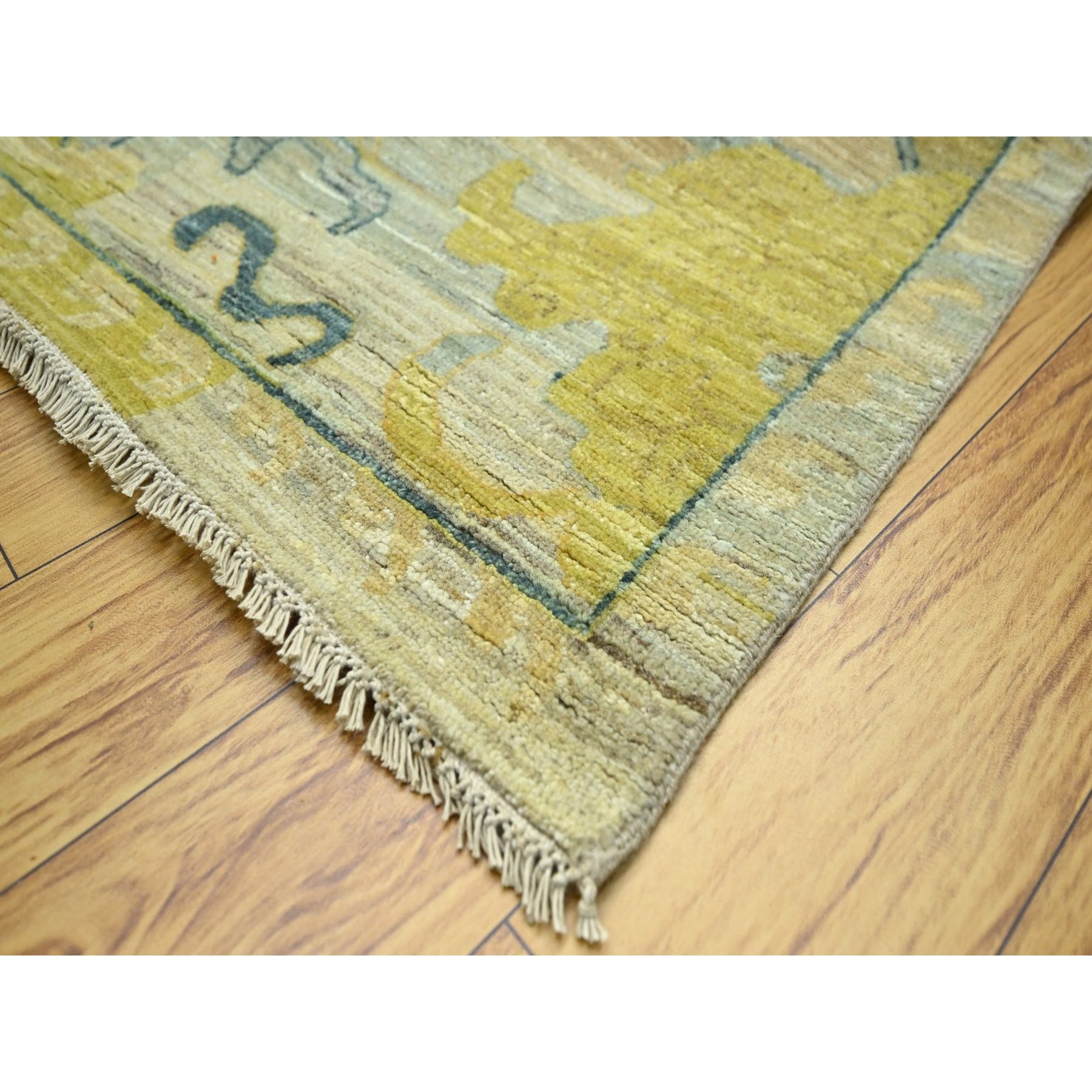 9'1"x12'1" Pastel Gray with Touches of Gold, Antiqued Persian Bijar Garus Design, Distinct Abrash, Hand Knotted, 100% Wool, Vegetable Dyes, Oriental Rug Sh76687
