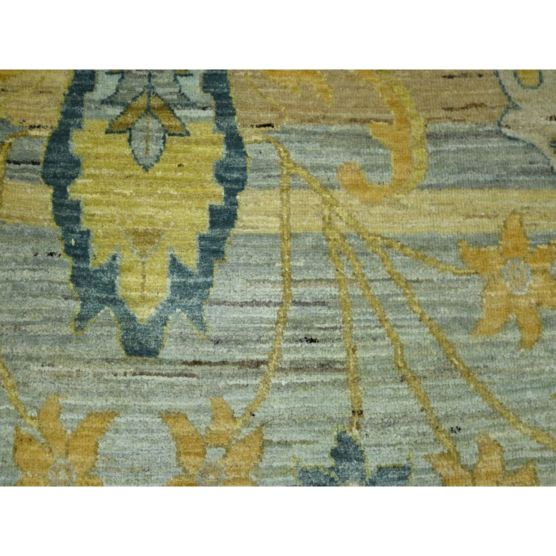 9'1"x12'1" Pastel Gray with Touches of Gold, Antiqued Persian Bijar Garus Design, Distinct Abrash, Hand Knotted, 100% Wool, Vegetable Dyes, Oriental Rug Sh76687