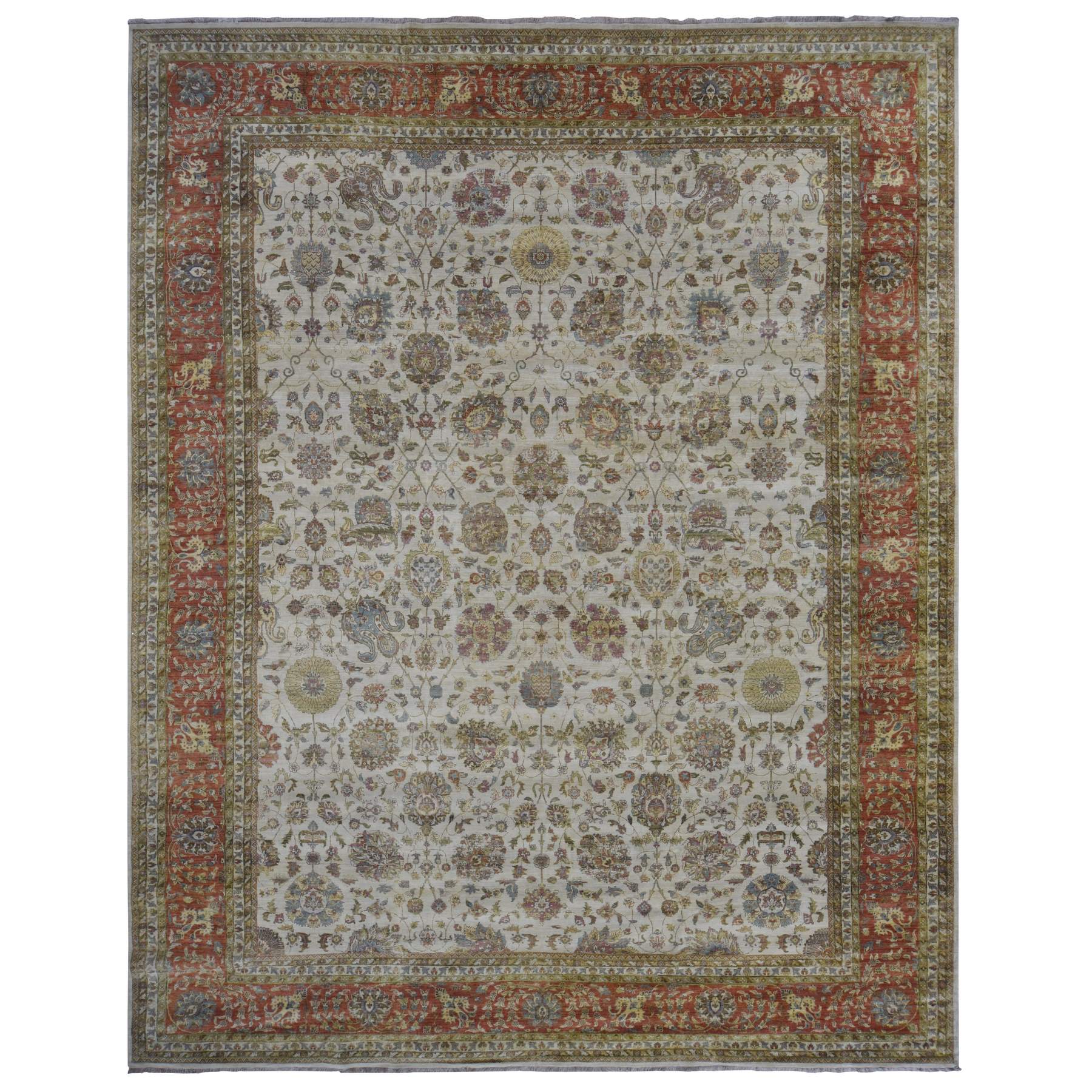 traditional Wool Hand-Knotted Area Rug 11'5