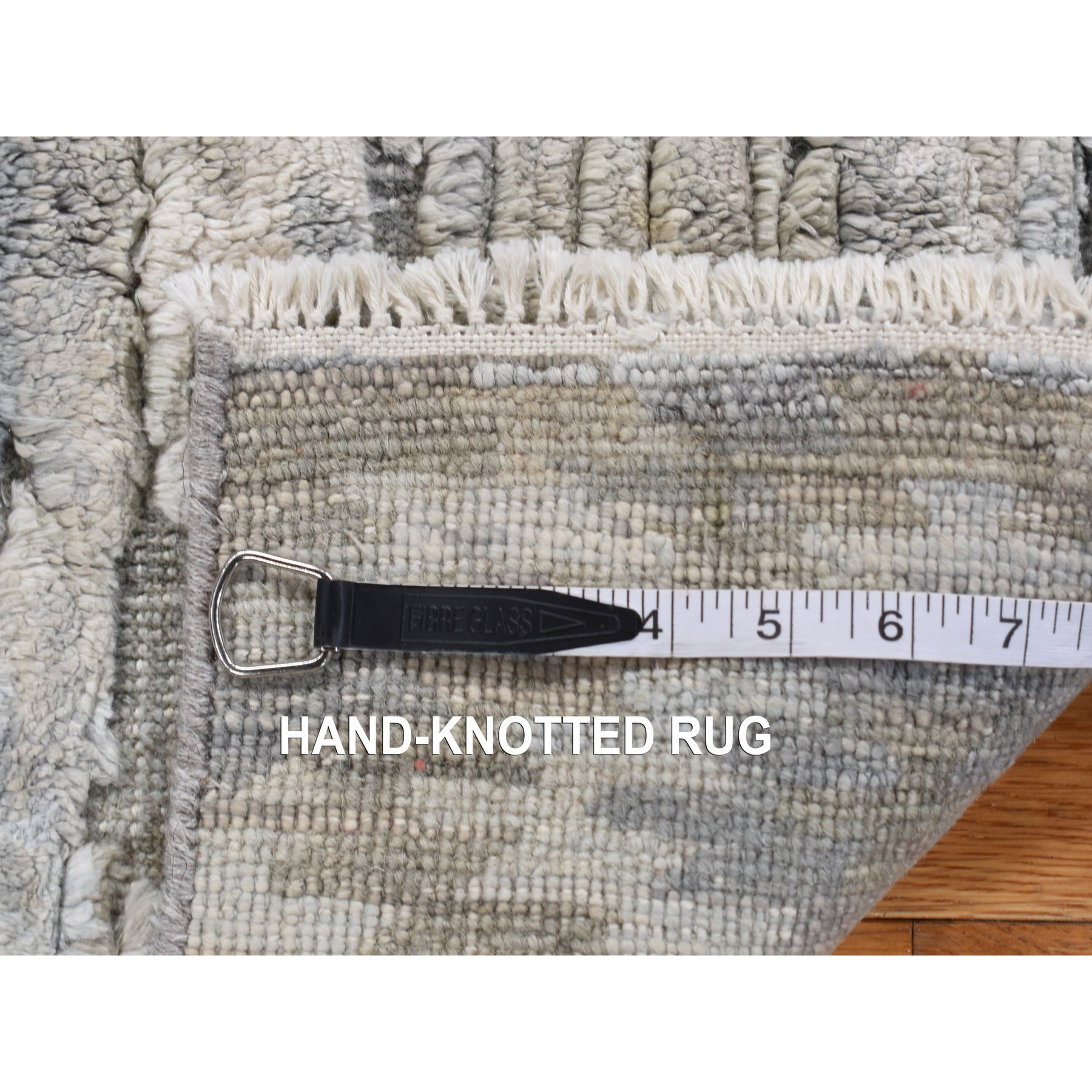 2'x2' Gin Green, Pastel Collection with Natural Colors, Hi-Low Pile, Wool and Pure Silk, Hand Knotted, Square Sample Oriental Rug Sh78026
