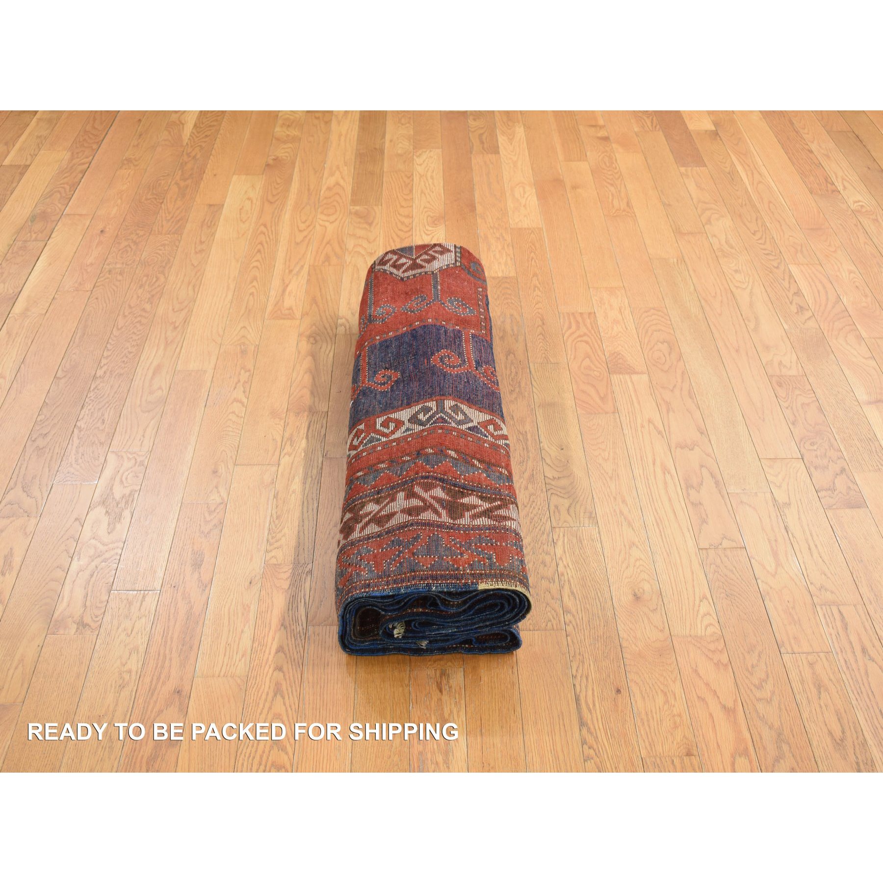 6'10"x9'3" Scarlet Red, Antique Caucasian Swan Kazak, Vegetable Dyes, Good Condition, No Repairs, Clean, Rare Large Size, 100% Wool, Hand knotted Oriental Rug Sh78056