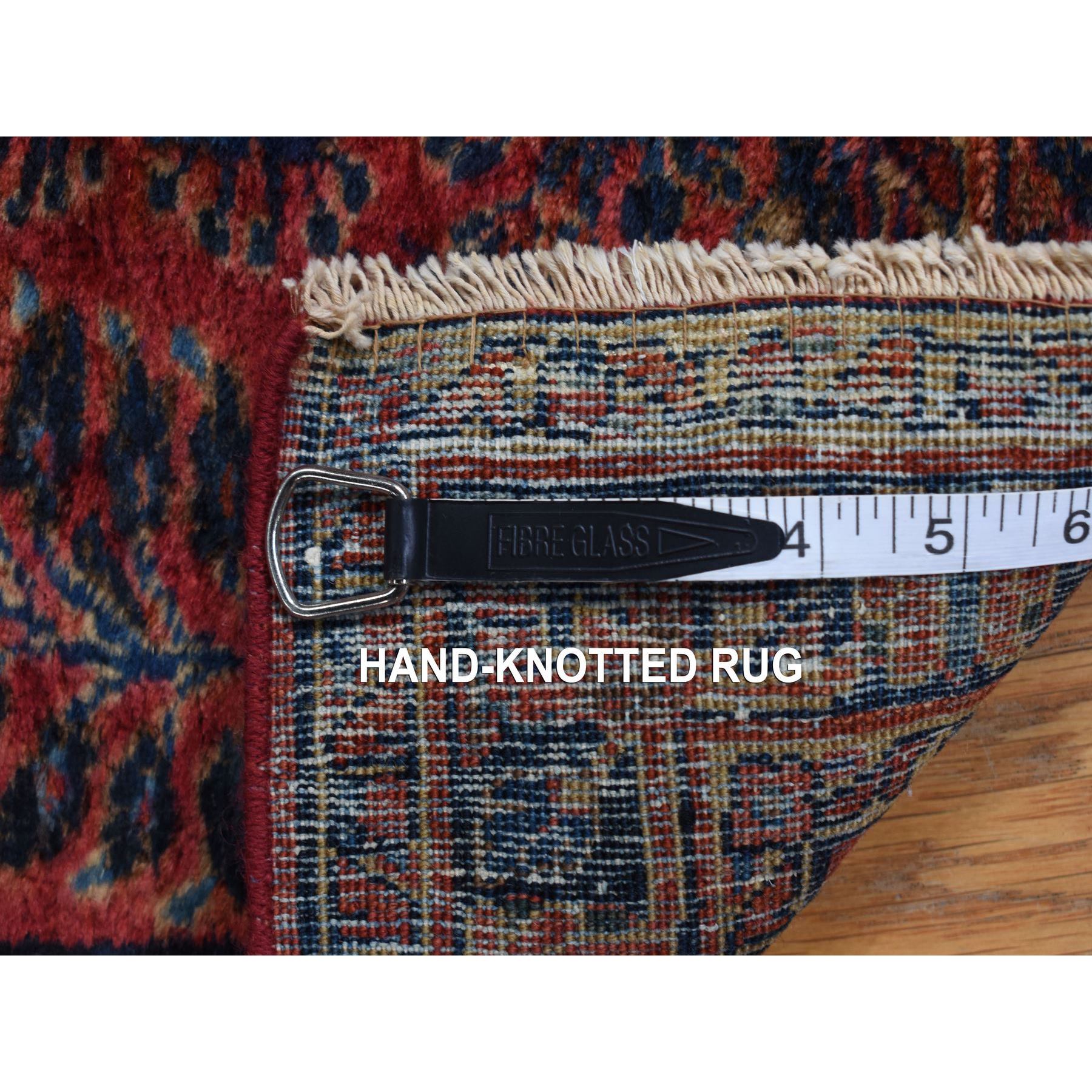 2'2"x13'1" Imperial Red, Antique Persian Sarouk, Even Wear, Hand Knotted, Clean, Pure Wool, Sides and Ends Professionally Secured, Runner Oriental Rug Sh78090