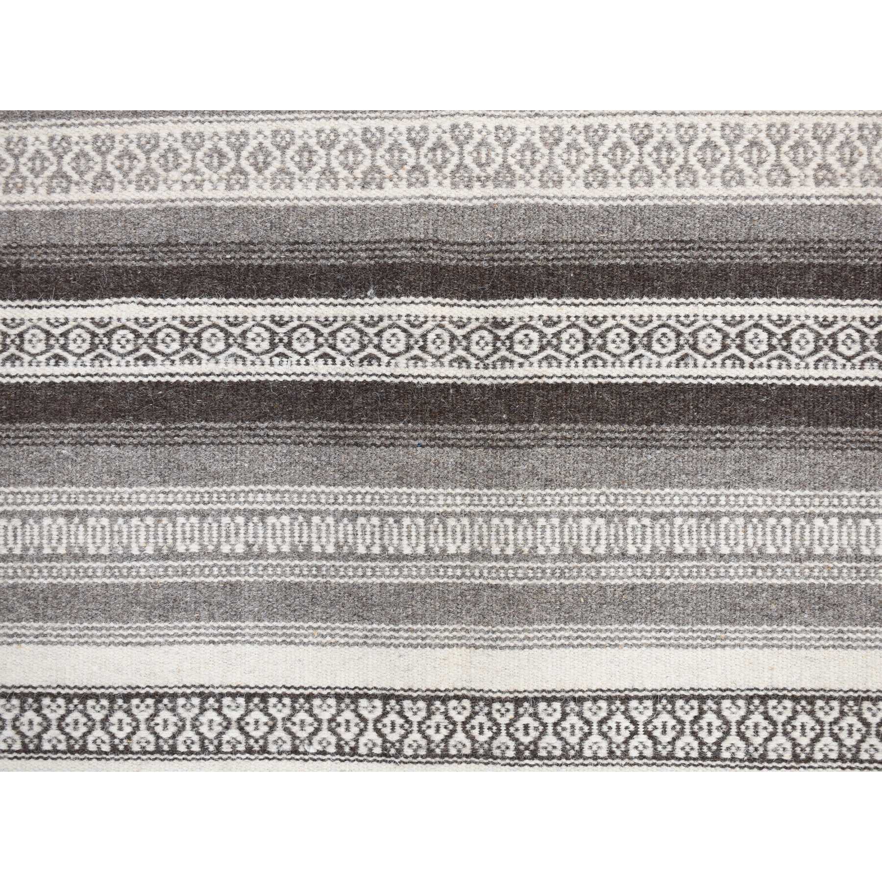 3'x5'2" Battleship Gray, Striped Reversible Kilim, Hand Woven, Flat Weave, Oriental Rug Sh78143