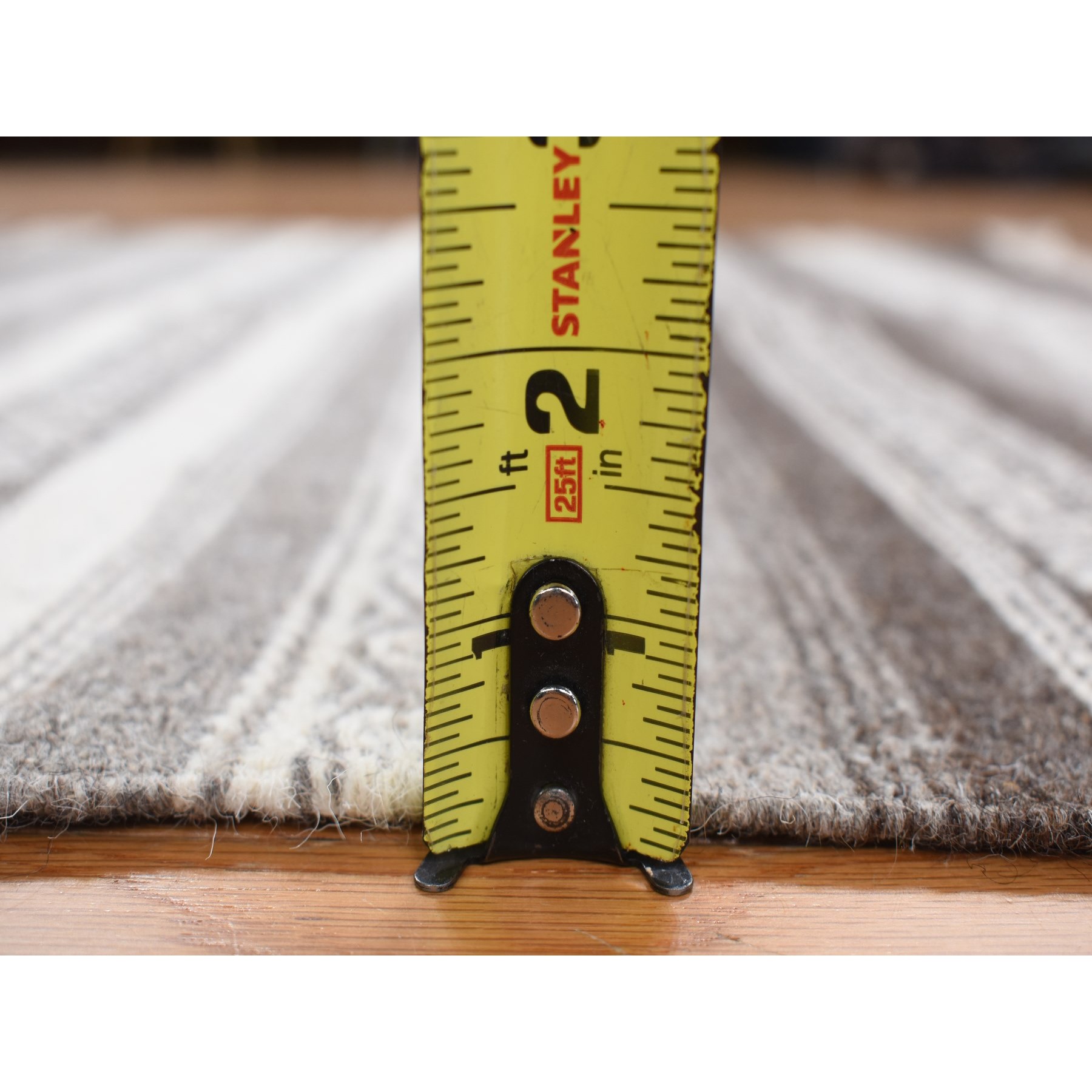 3'x5'2" Battleship Gray, Striped Reversible Kilim, Hand Woven, Flat Weave, Oriental Rug Sh78143