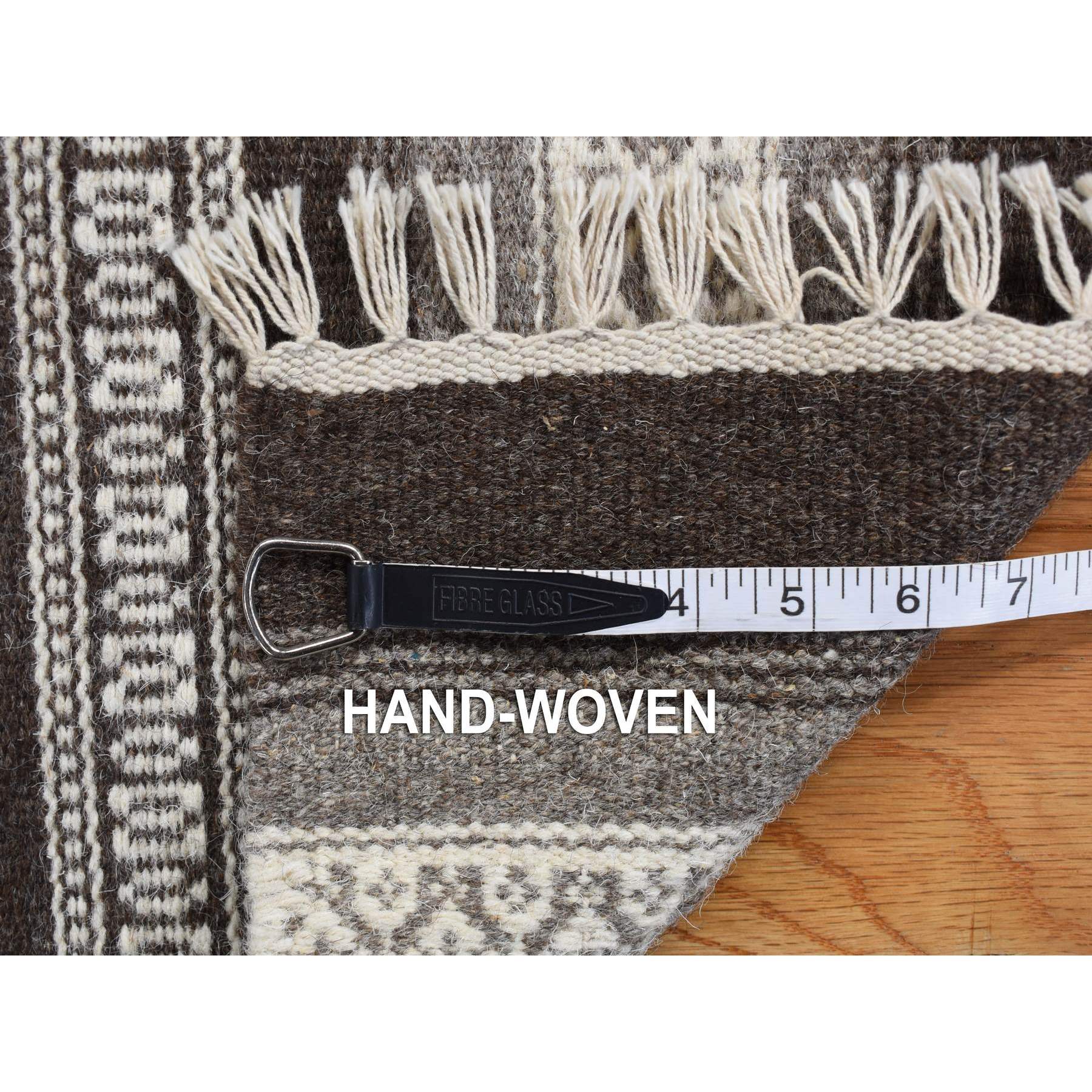 3'x5'2" Battleship Gray, Striped Reversible Kilim, Hand Woven, Flat Weave, Oriental Rug Sh78143