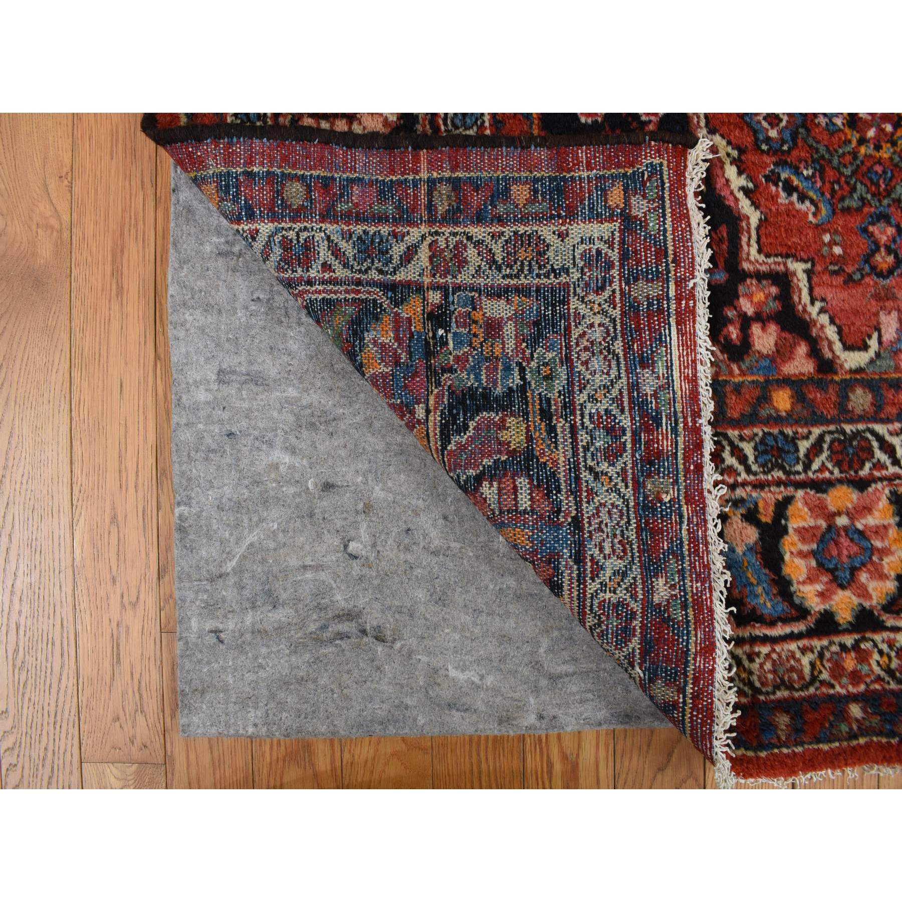 8'5"x11'3" Pompeian Red, Hand Knotted Antique Persian Hamadan, Full Pile, Clean and Soft, Distinct Abrash, Soft and Velvety Wool, Excellent Condition, Not Worn Down, Oriental Rug Sh78163