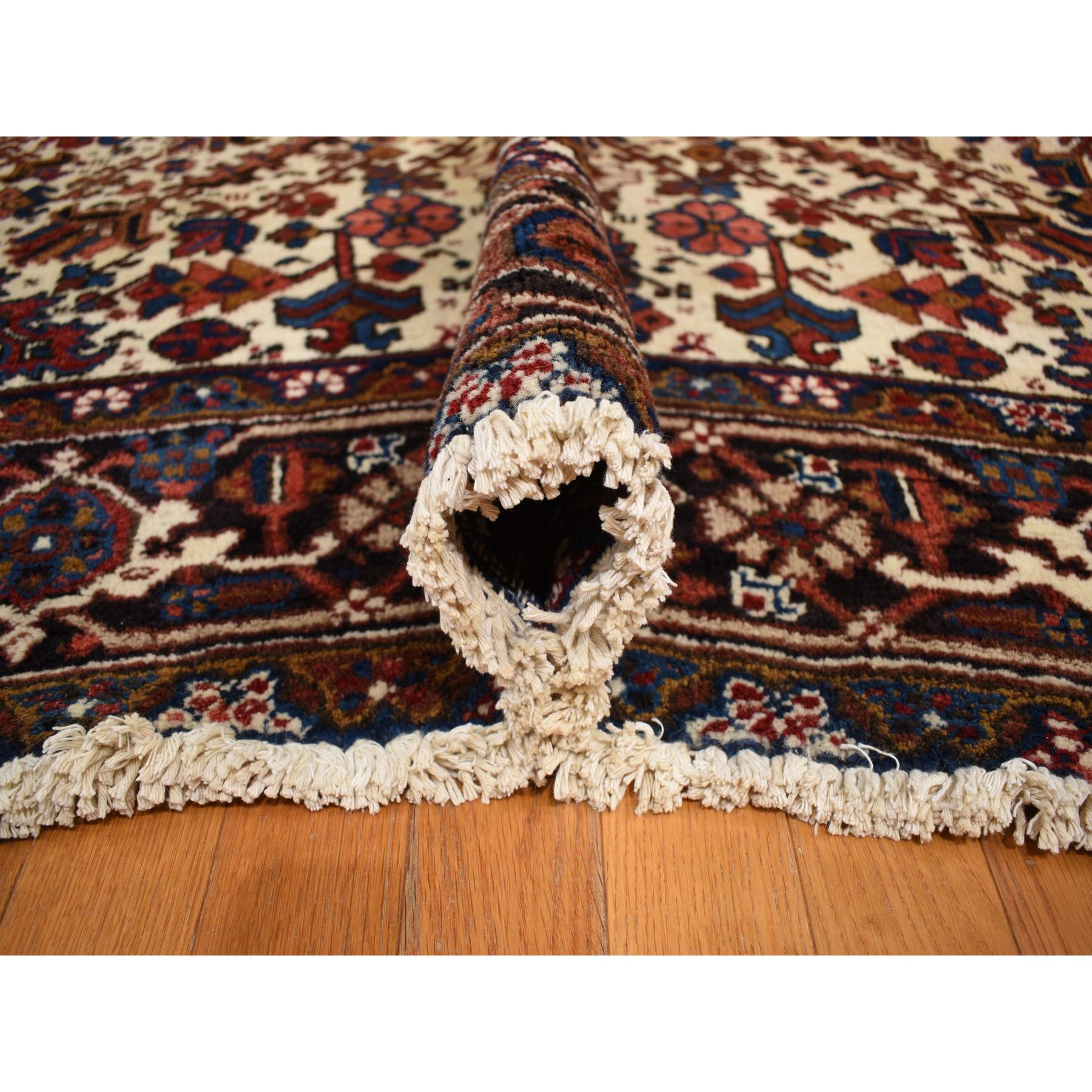 10'9"x22'5" Claret Red, Semi Antique Persian Heriz, Full Pile, Clean and in Excellent Condition, Rare Long and Narrow Gallery Size, Thick and Plush, 100% Wool Hand Knotted, Oriental Rug Sh78172
