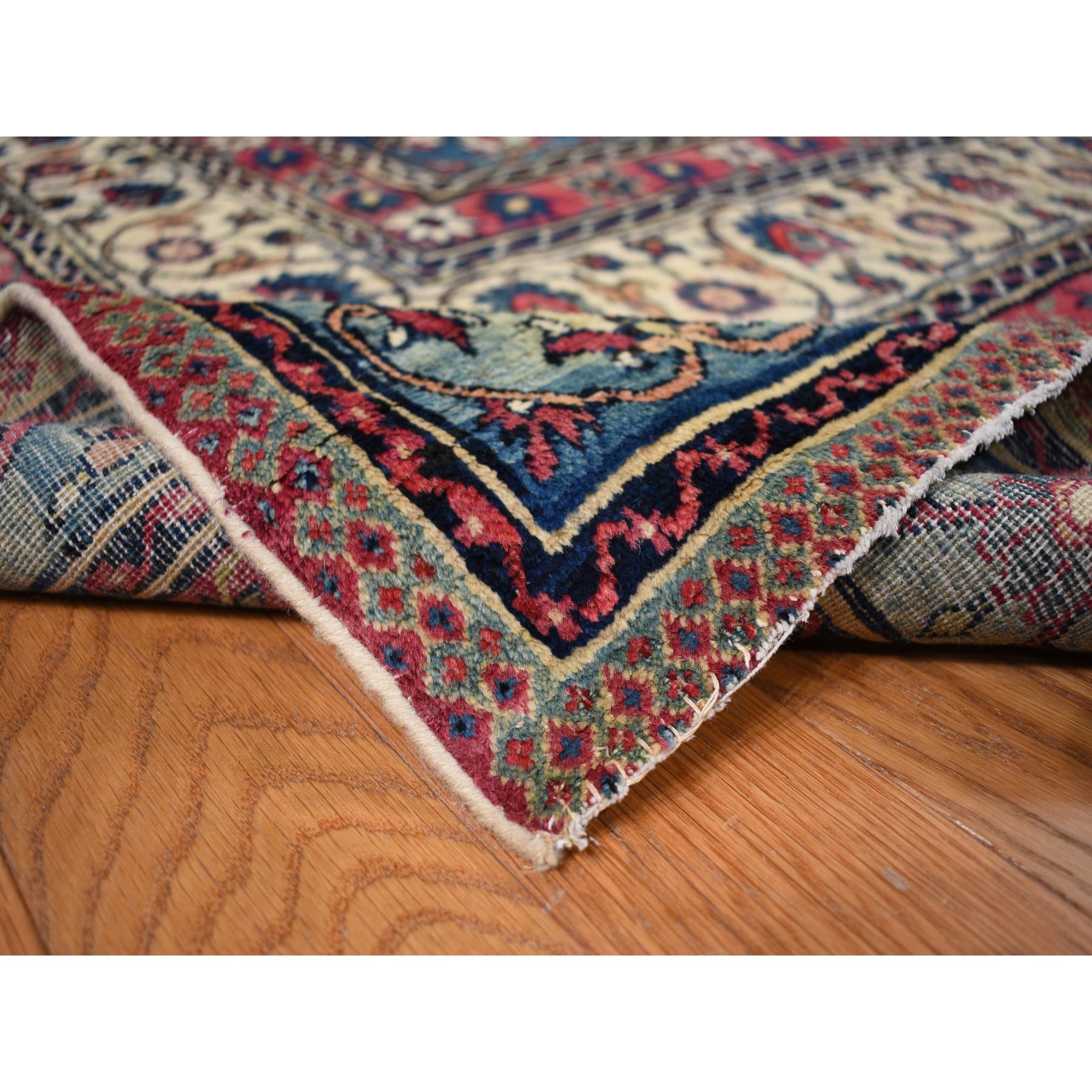 11'1"x15'4" Velvet Red with Multiple Borders, Antique Persian Lavar Kerman Medallion Design, 100% Wool Full Pile, Clean and Soft, Sides and Ends Professionally Secured, Hand Knotted, Oriental Rug Sh78174