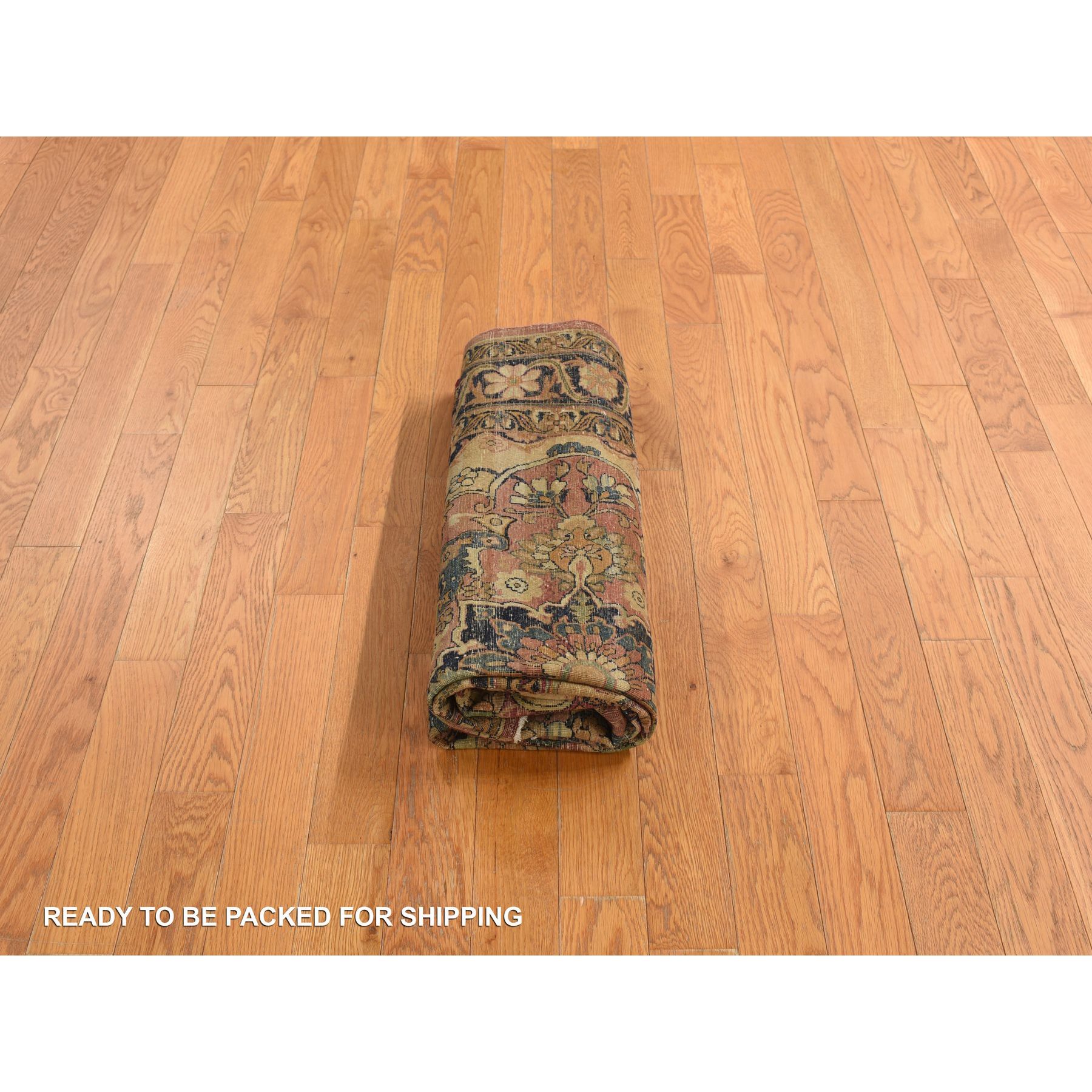 4'2"x6'4" Tottenham Navy Blue, Antique Persian Lavar Kerman in Good Condition, Medallion Design with Even Wear, 100% Wool, Hand Knotted Oriental Rug Sh78181