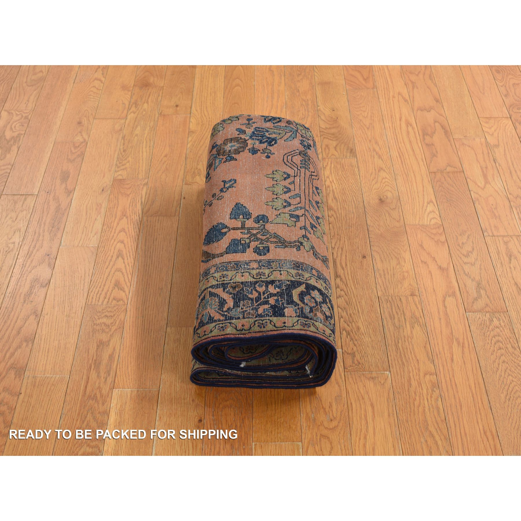 4'2"x6'4" Orange Rust, Antique Persian Sarouk Mohajoren in Good Condition, 100% Wool, Hand Knotted, Clean with Soft Pile Oriental Rug Sh78183