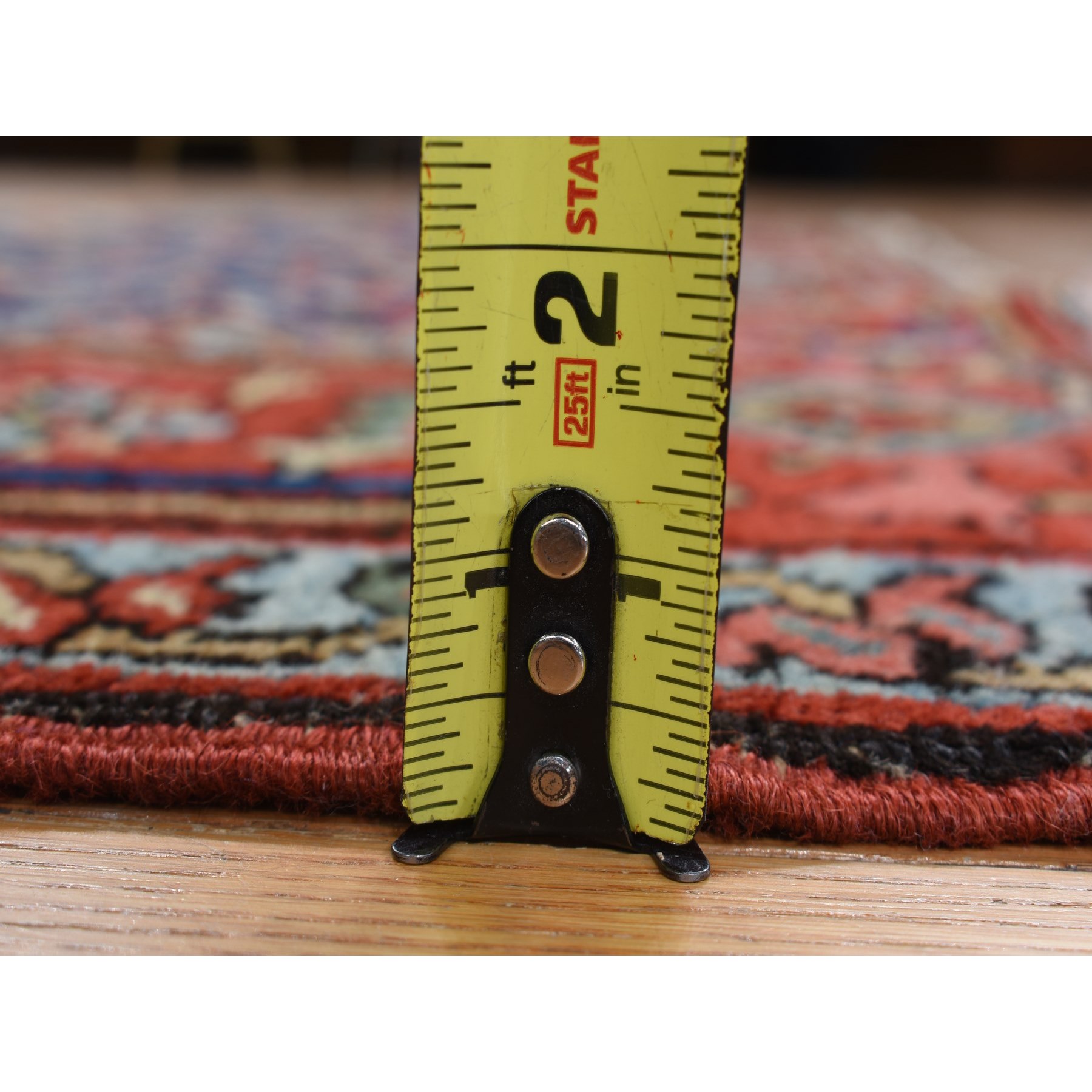4'6"x5'6" Space Cadet Blue, Antique Persian Heriz in Good Condition, Even Wear, Wide Serapi Borders, 100% Wool, Hand Knotted Oriental Rug Sh78184