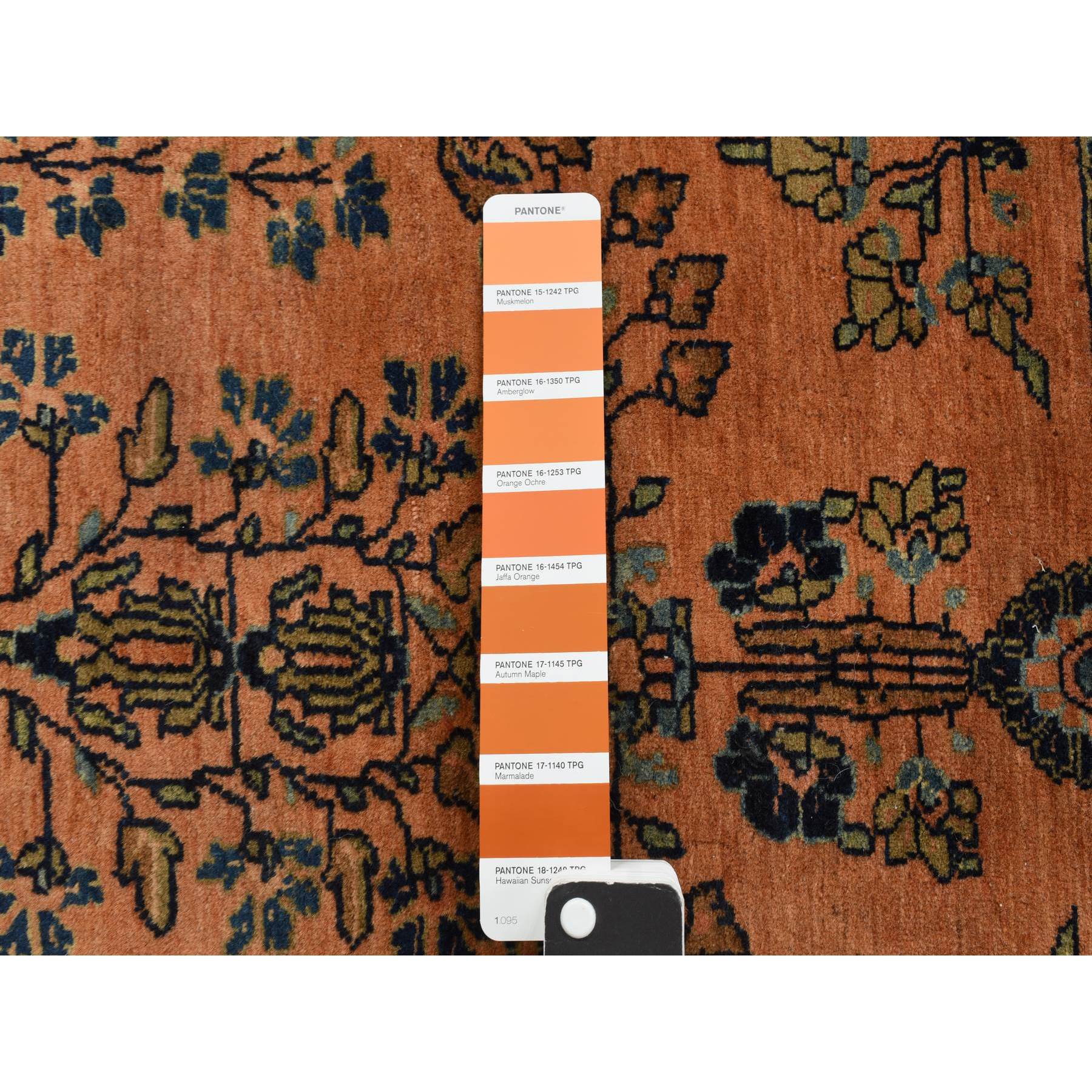 1'10"x2'8" Shrimp Red, Hand Knotted Antique Persian Mohajaran Sarouk Mat in Good Condition, Even Wear, Pure Wool, Oriental Rug Sh78186