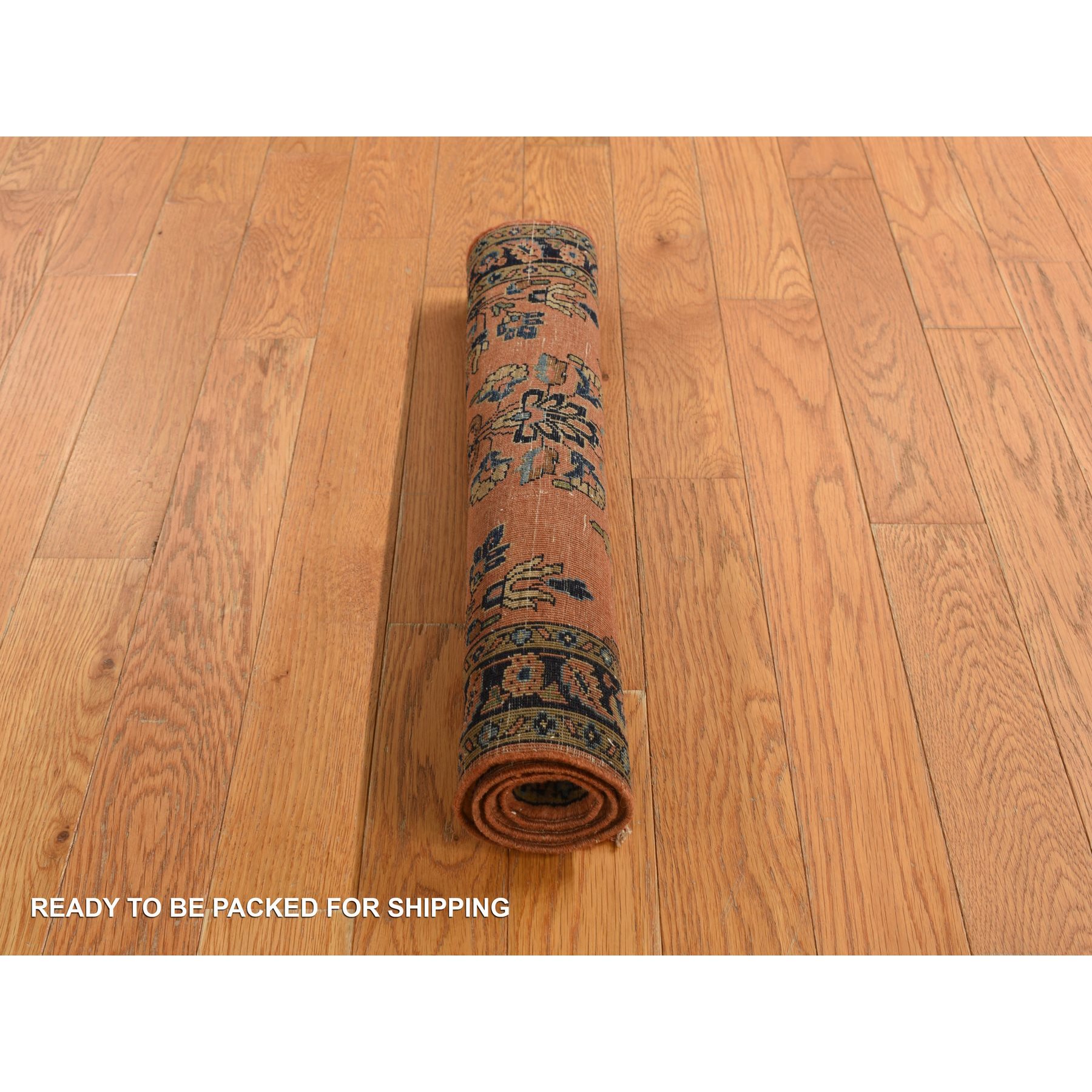 1'10"x2'8" Shrimp Red, Hand Knotted Antique Persian Mohajaran Sarouk Mat in Good Condition, Even Wear, Pure Wool, Oriental Rug Sh78186
